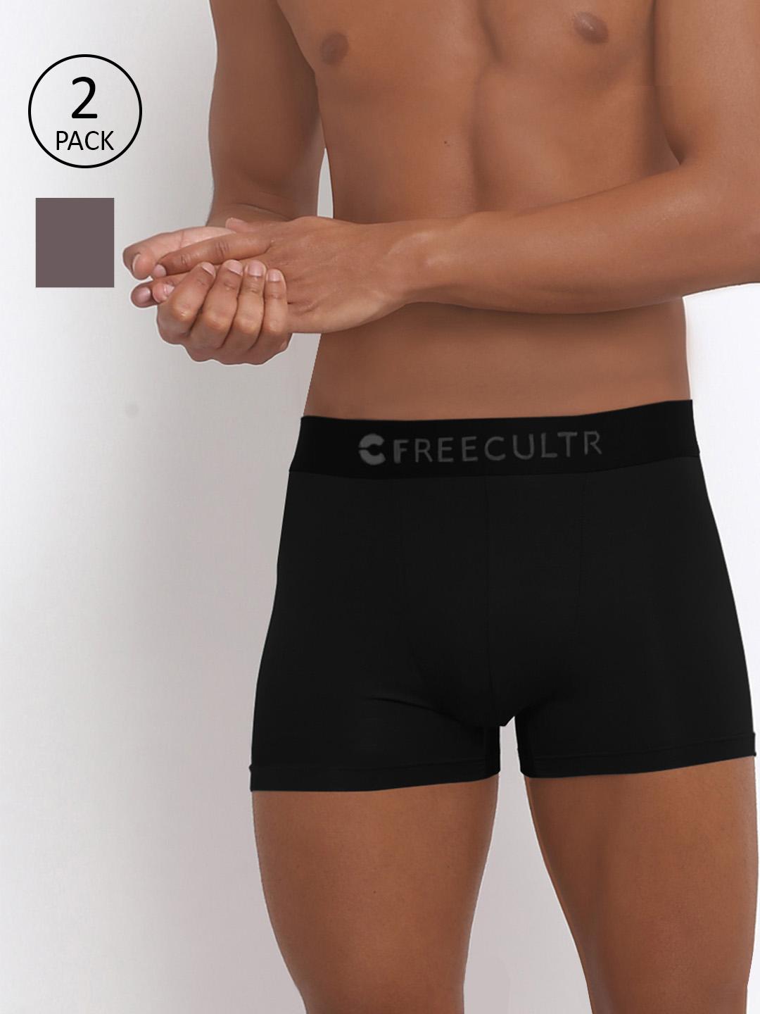 Buy FREECULTR Men Pack Of 2 Solid Anti Microbial Air Soft Micromodal Trunks - - Apparel for Men