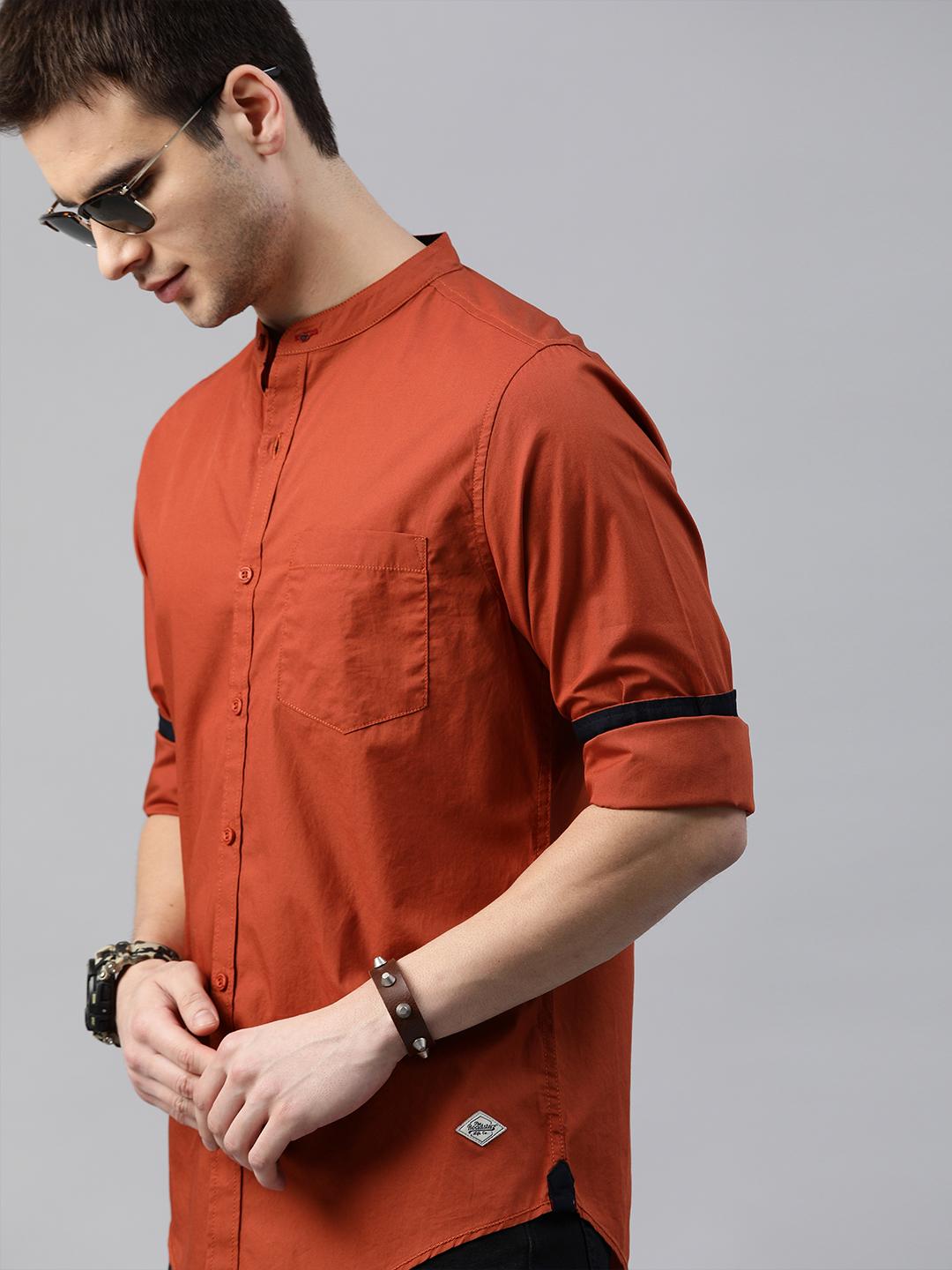 Roadster Men Rust Regular Fit Solid  Casual Shirt