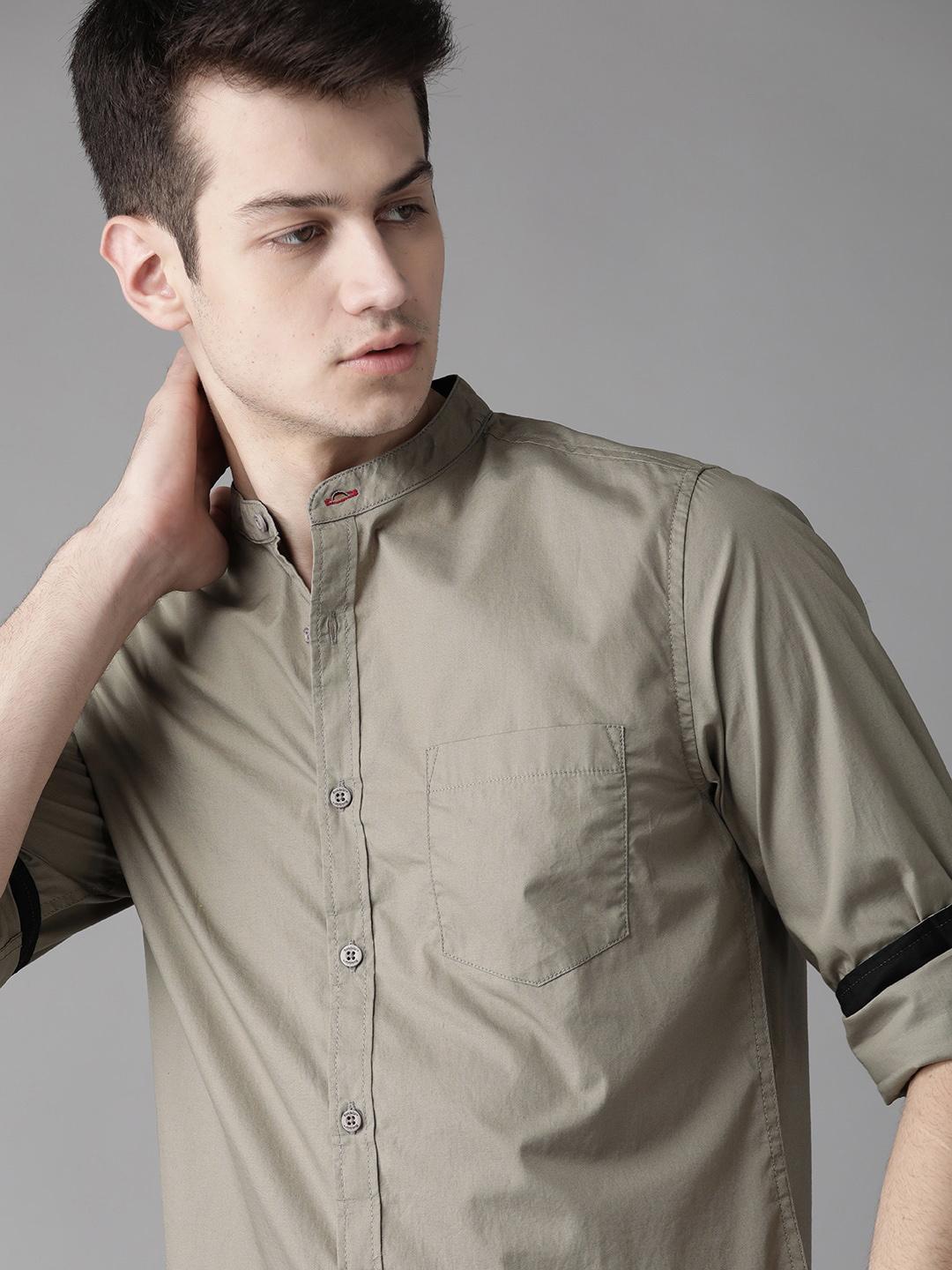 Roadster Men Olive Green Regular Fit Solid  Casual Shirt
