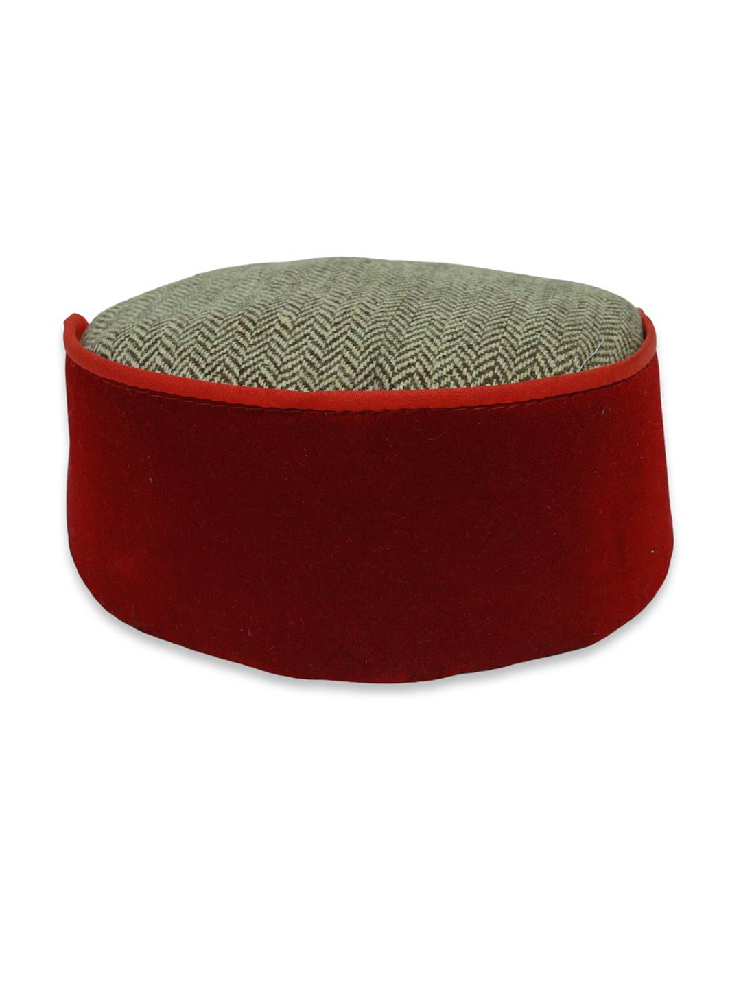 Buy Vastraa Fusion Unisex Maroon & Brown Woollen Himachali Kullu Cap - - Accessories for Unisex