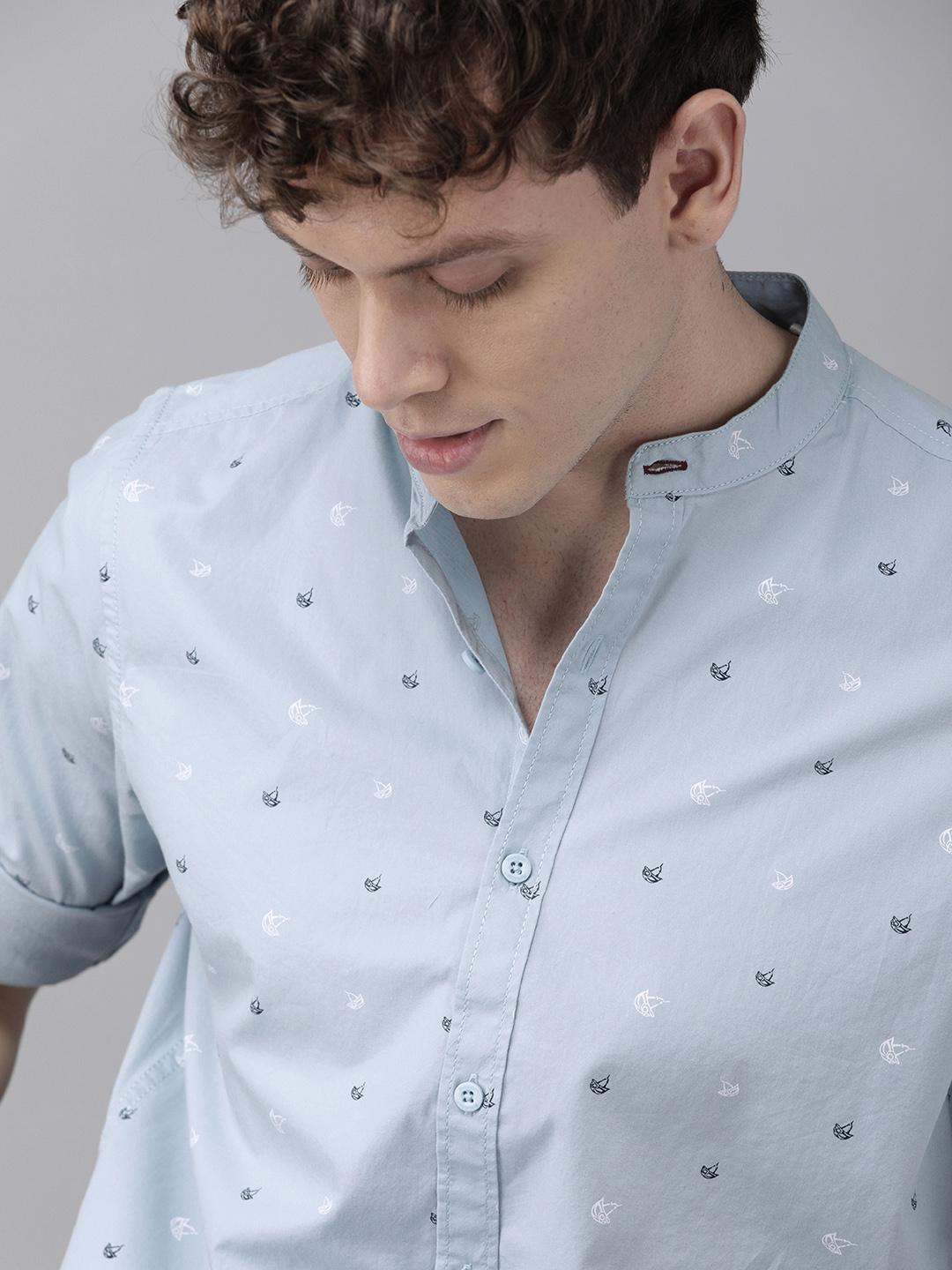 Roadster Men Blue Regular Fit Printed Casual  Shirt