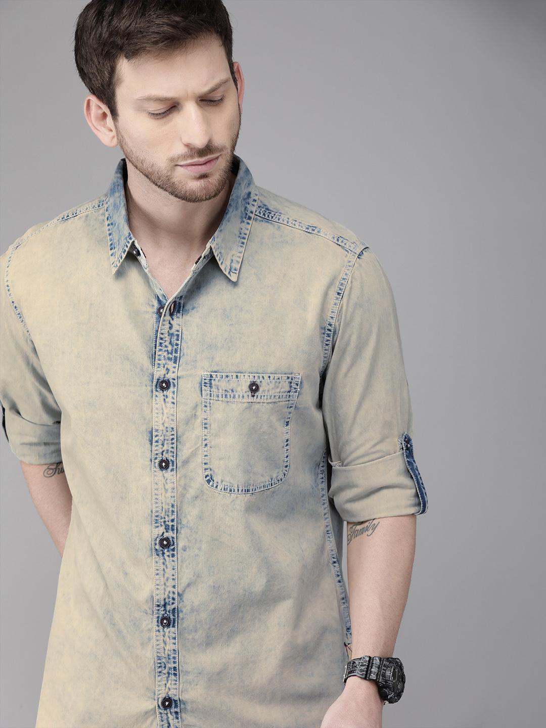 Roadster Men Blue Regular Fit Solid Casual Shirt