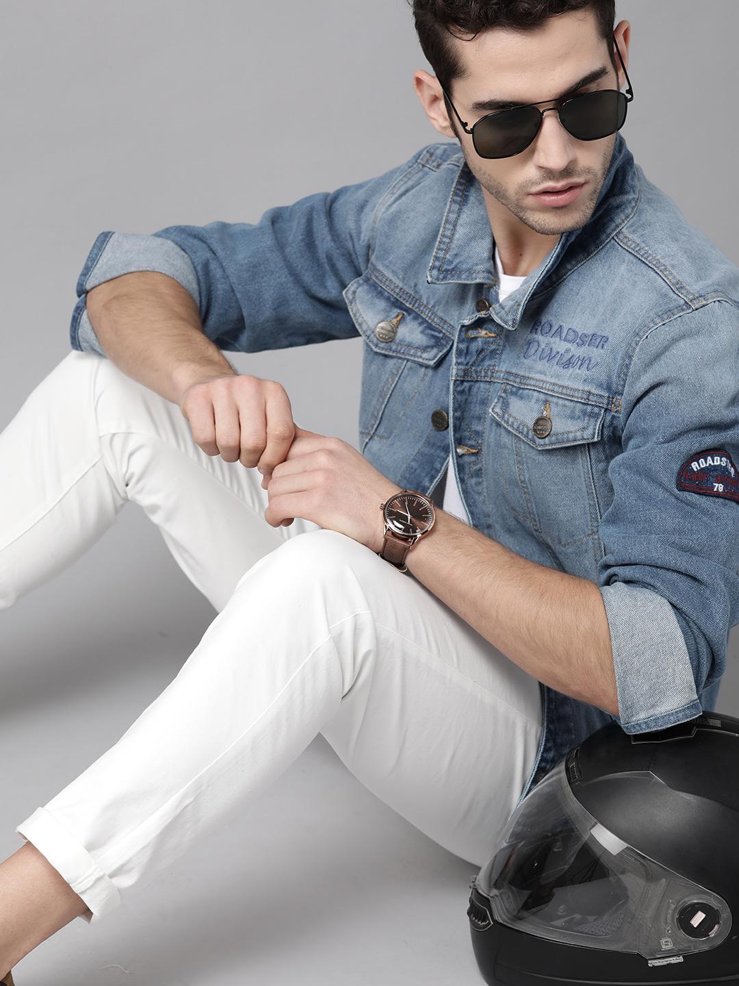 Roadster Men Blue Washed Denim Jacket