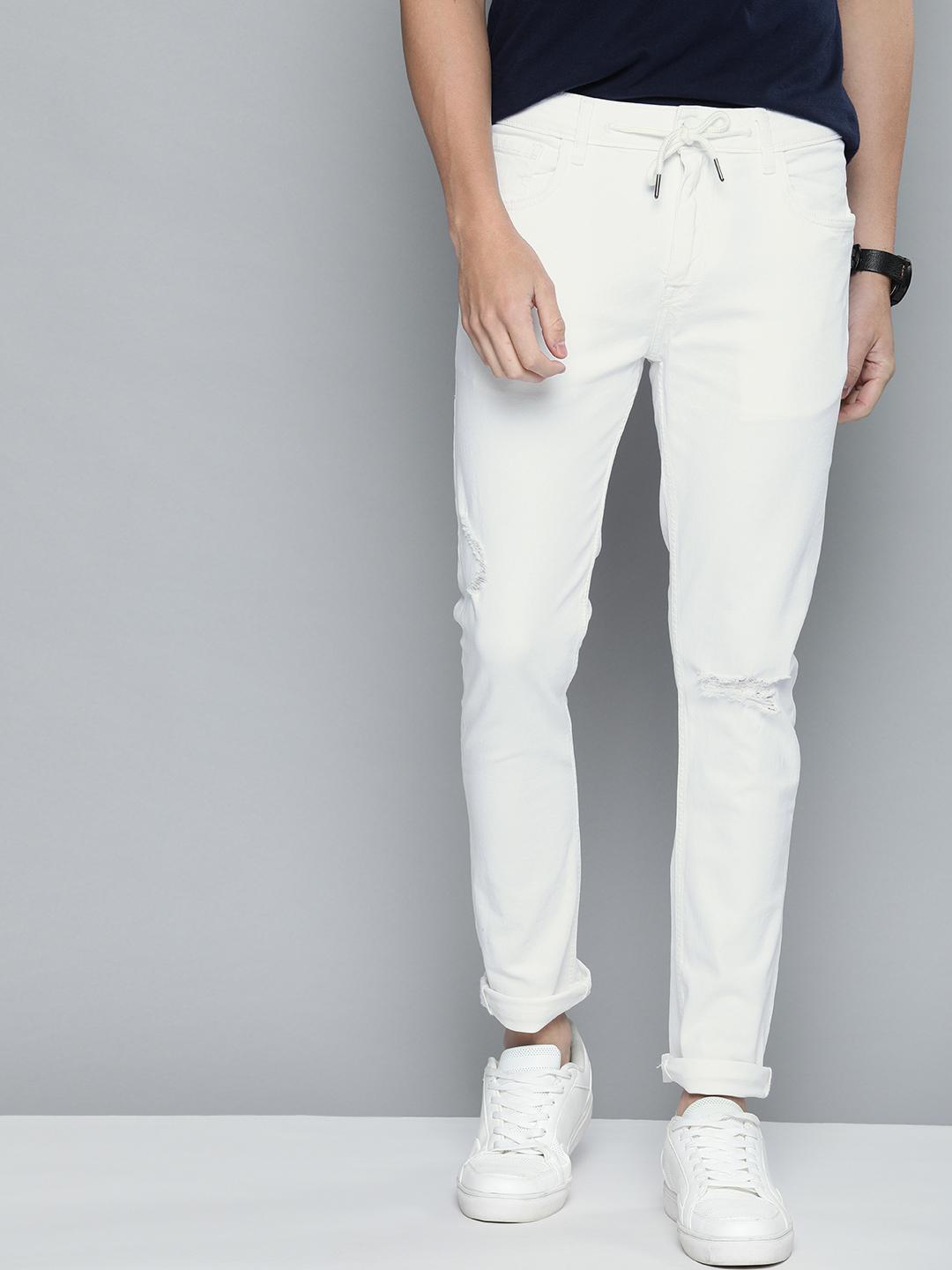 Mast & Harbour Men White Skinny Fit Mid-Rise Clean Look Stretchable Jeans