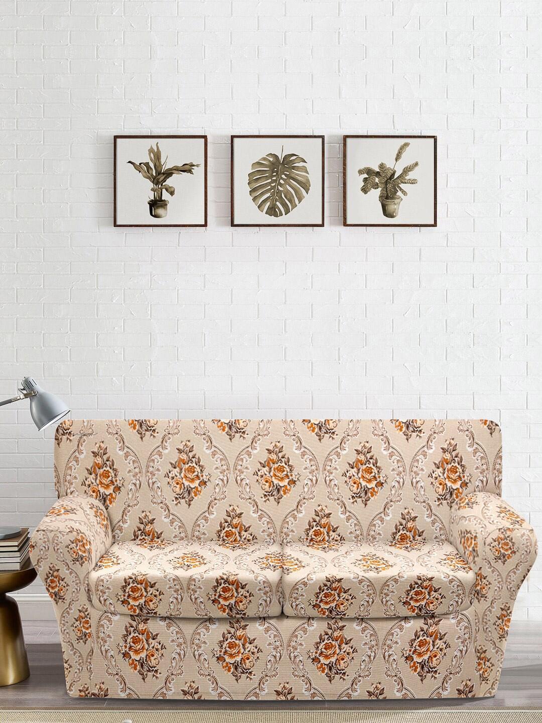 Buy Cortina Brown Floral Printed Sofa Cover - - Home for Unisex