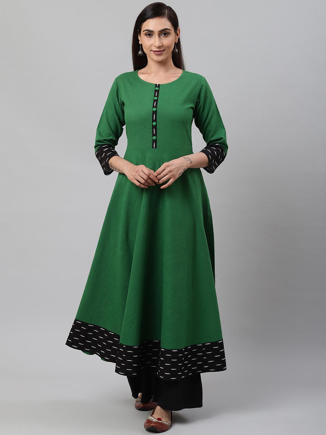 Women's Black Solid Anarkali Kurta