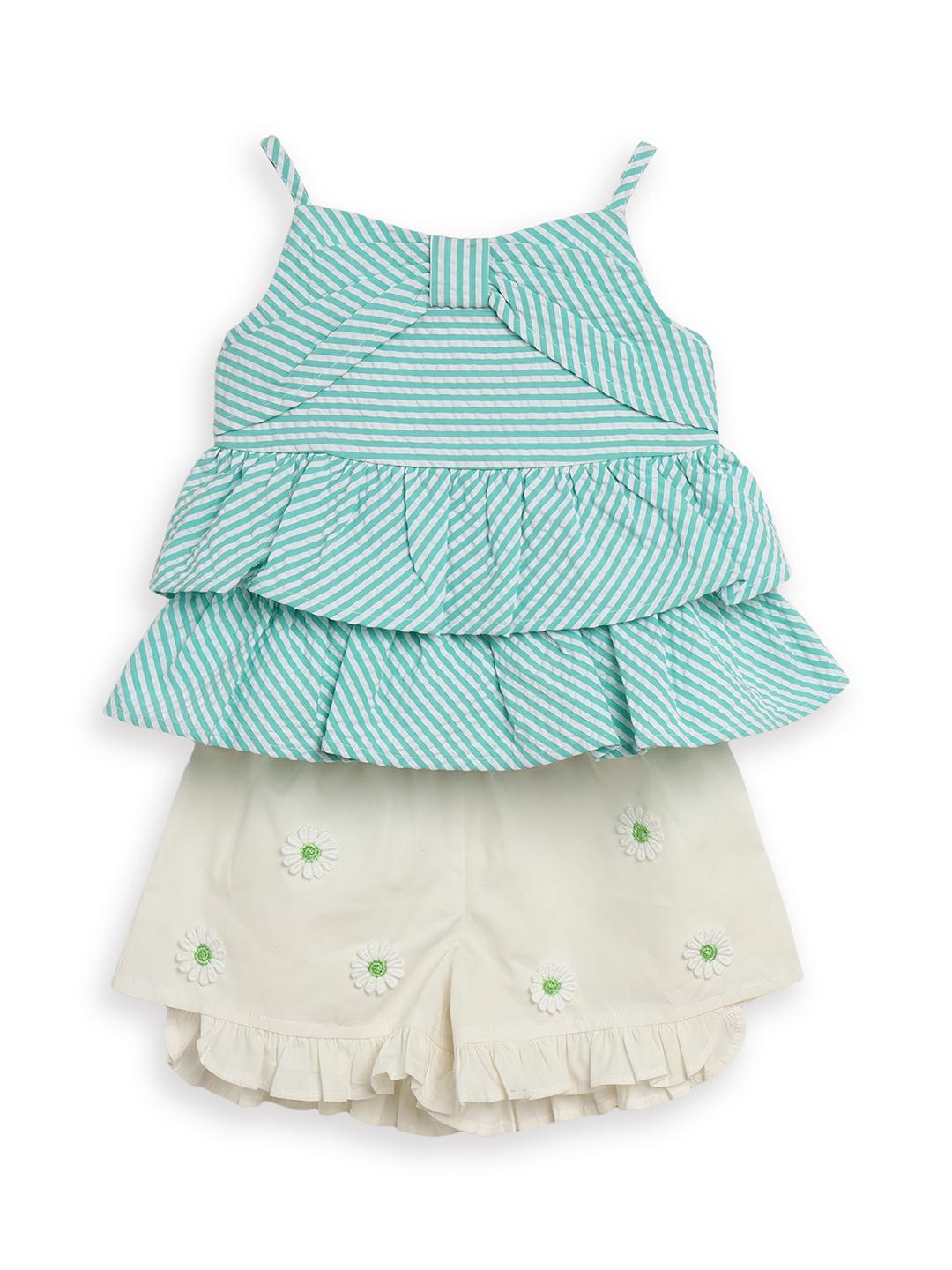 Nautinati Girls Cotton Floral Print Set of Top and Culottes