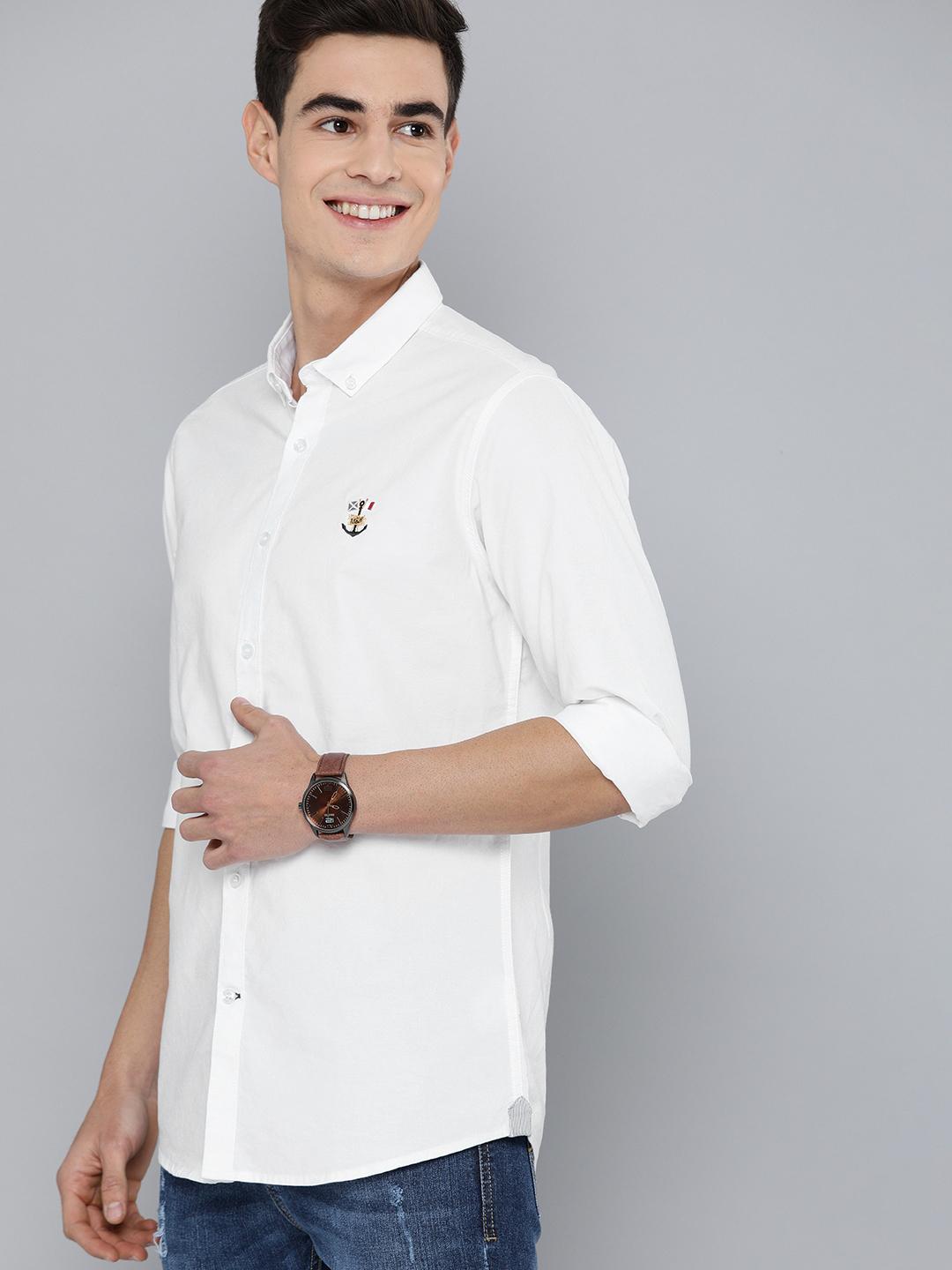 Mast & Harbour Men White Regular Fit Solid Casual Shirt