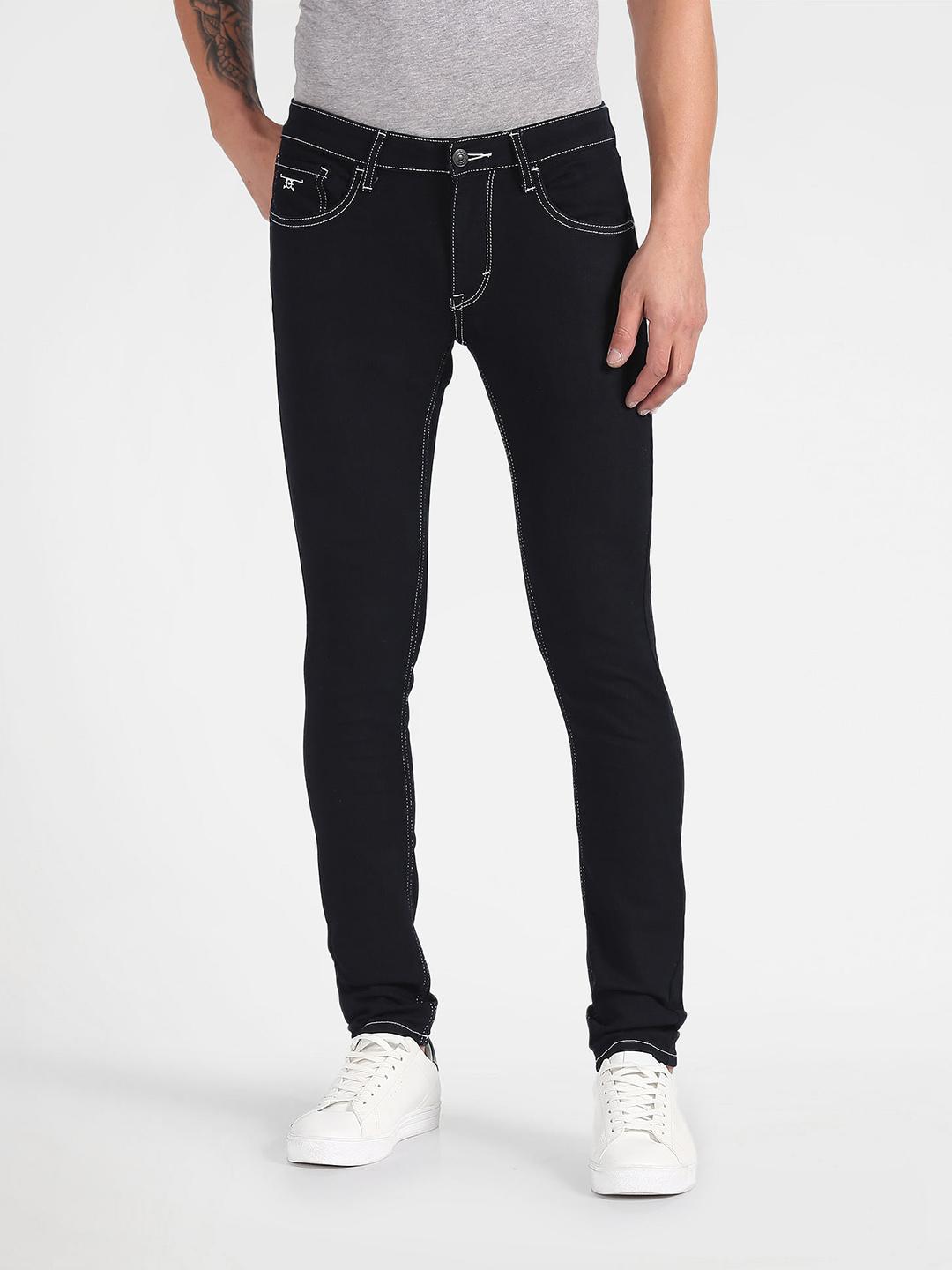 Flying Machine Men Black Jackson Skinny Fit Low-Rise Clean Look Stretchable Jeans