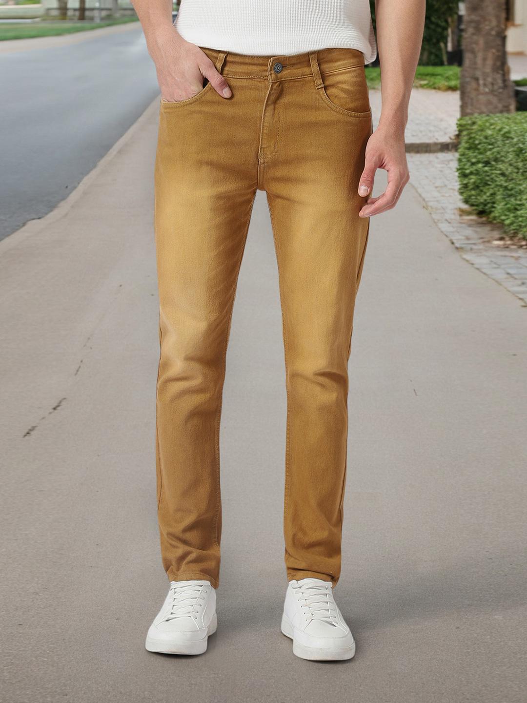 Urbano Fashion Men Khaki Slim Fit Mid-Rise Clean Look Stretchable Jeans