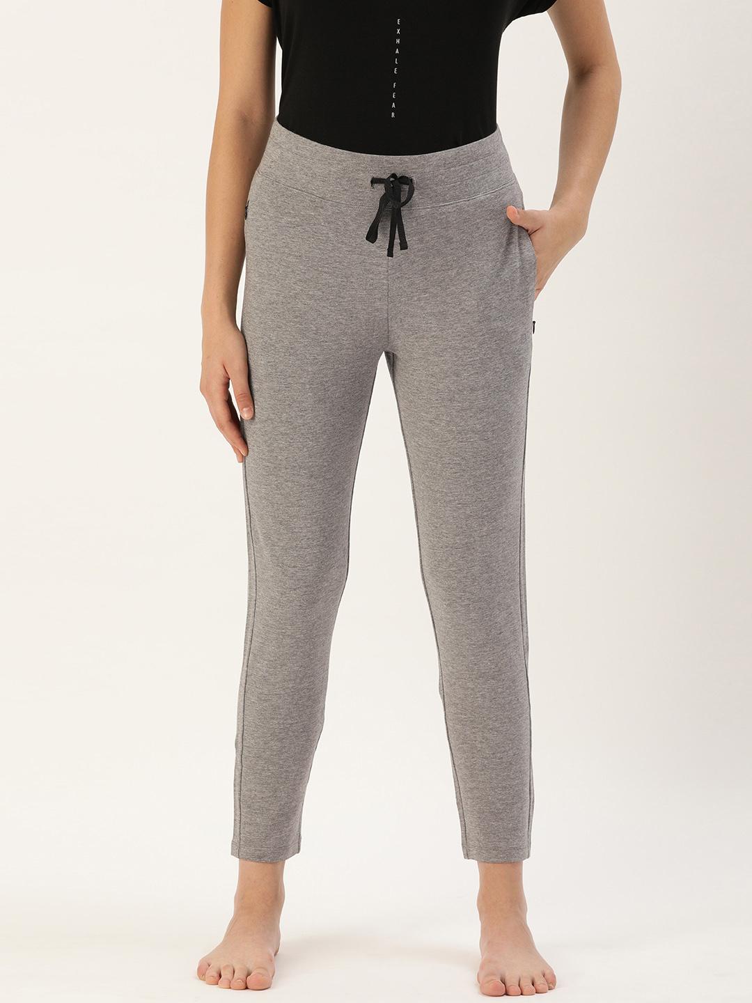 Buy Enamor Women Grey Melange Solid Slim Fit Relax Lounge Pants - - Apparel for Women