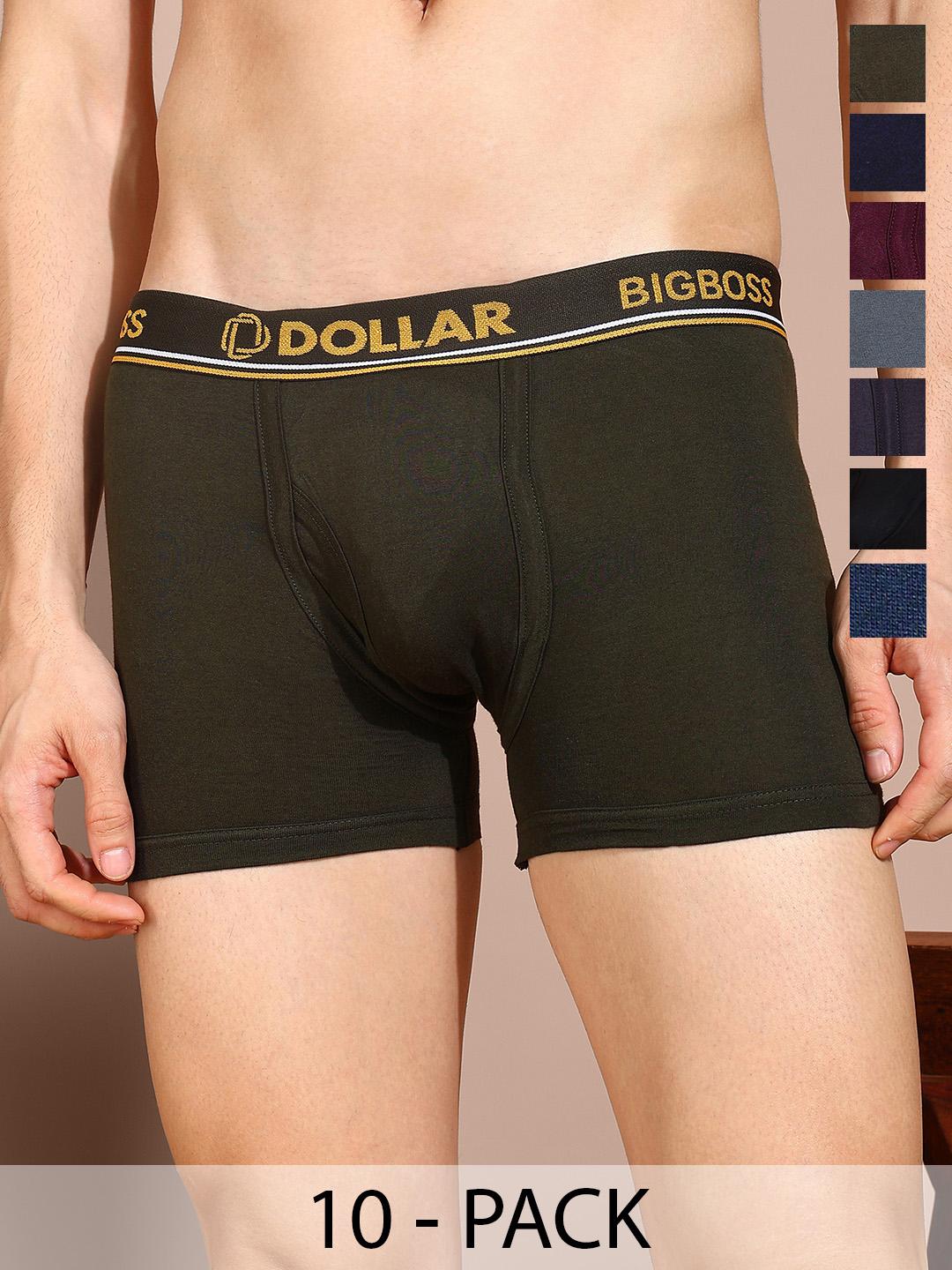 Buy Dollar Bigboss Men Solid Pack Of 10 Combed Cotton Classic Trunk - - Apparel for Men