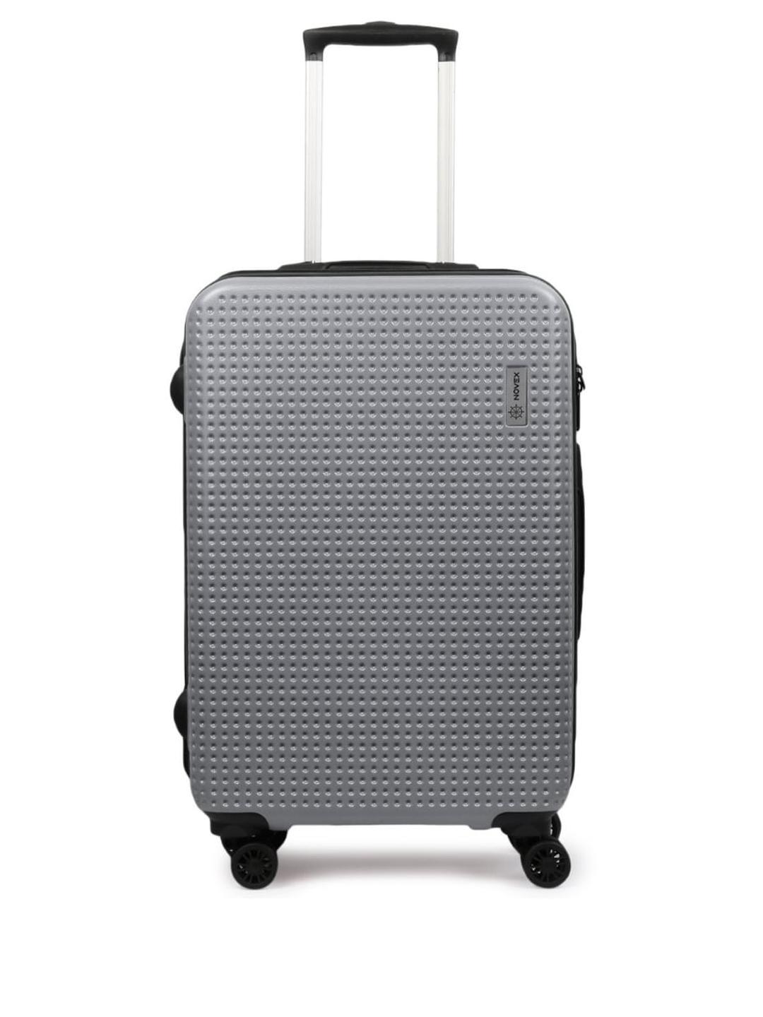 Buy NOVEX Unisex Grey Textured Hard Sided Cabin Trolley Suitcase ...