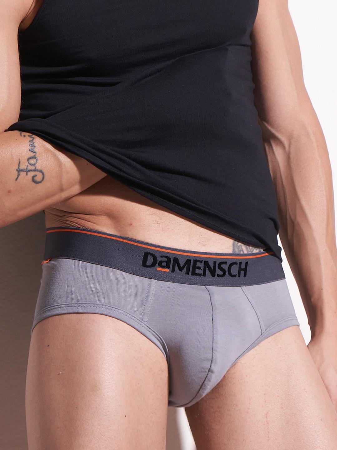 Buy DAMENSCH Men Grey Solid Deo Cotton Anti Bacterial Briefs DAM CTS B DRG - - Apparel for Men