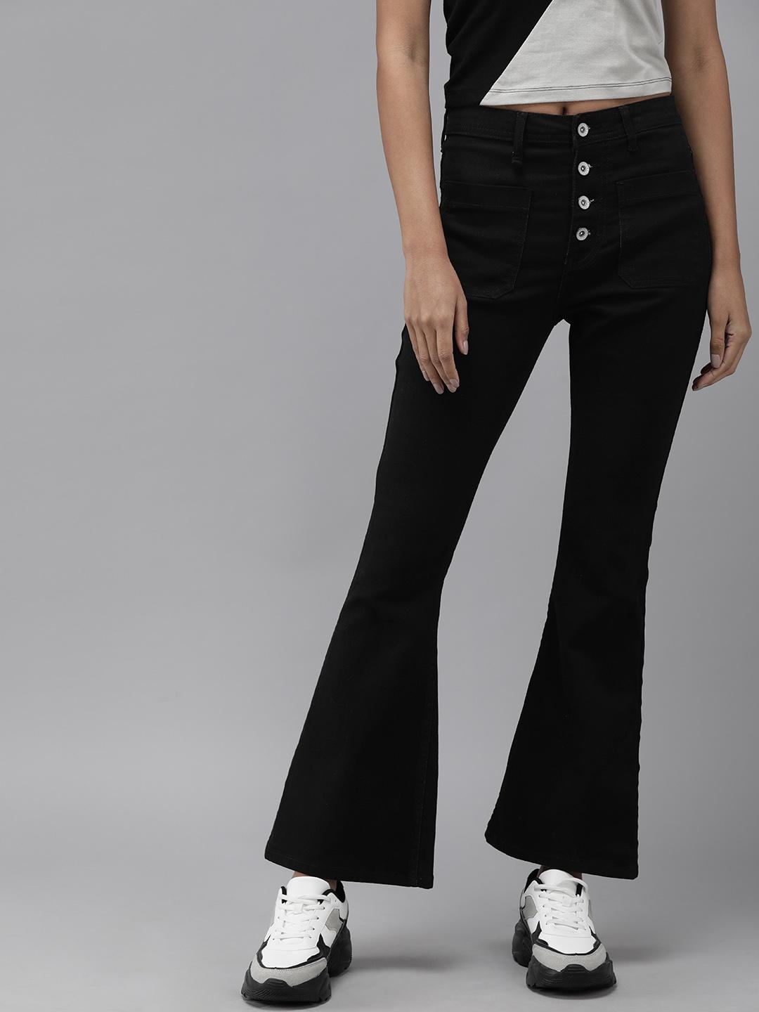 Buy Roadster Women Black Bootcut High Rise Stretchable Jeans Jeans buy-roadster-women-black-bootcut-high-rise-stretchable-jeans-jeans