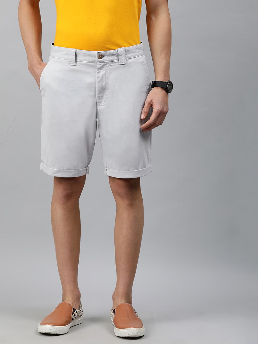 Buy Tommy Hilfiger Men Grey Solid Regular Fit Chino Shorts - Shorts for ...