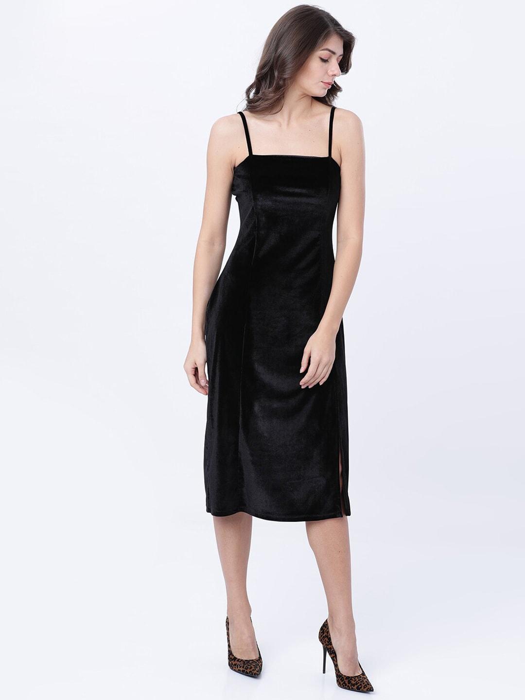 Women's Black Solid Bodycon Dress