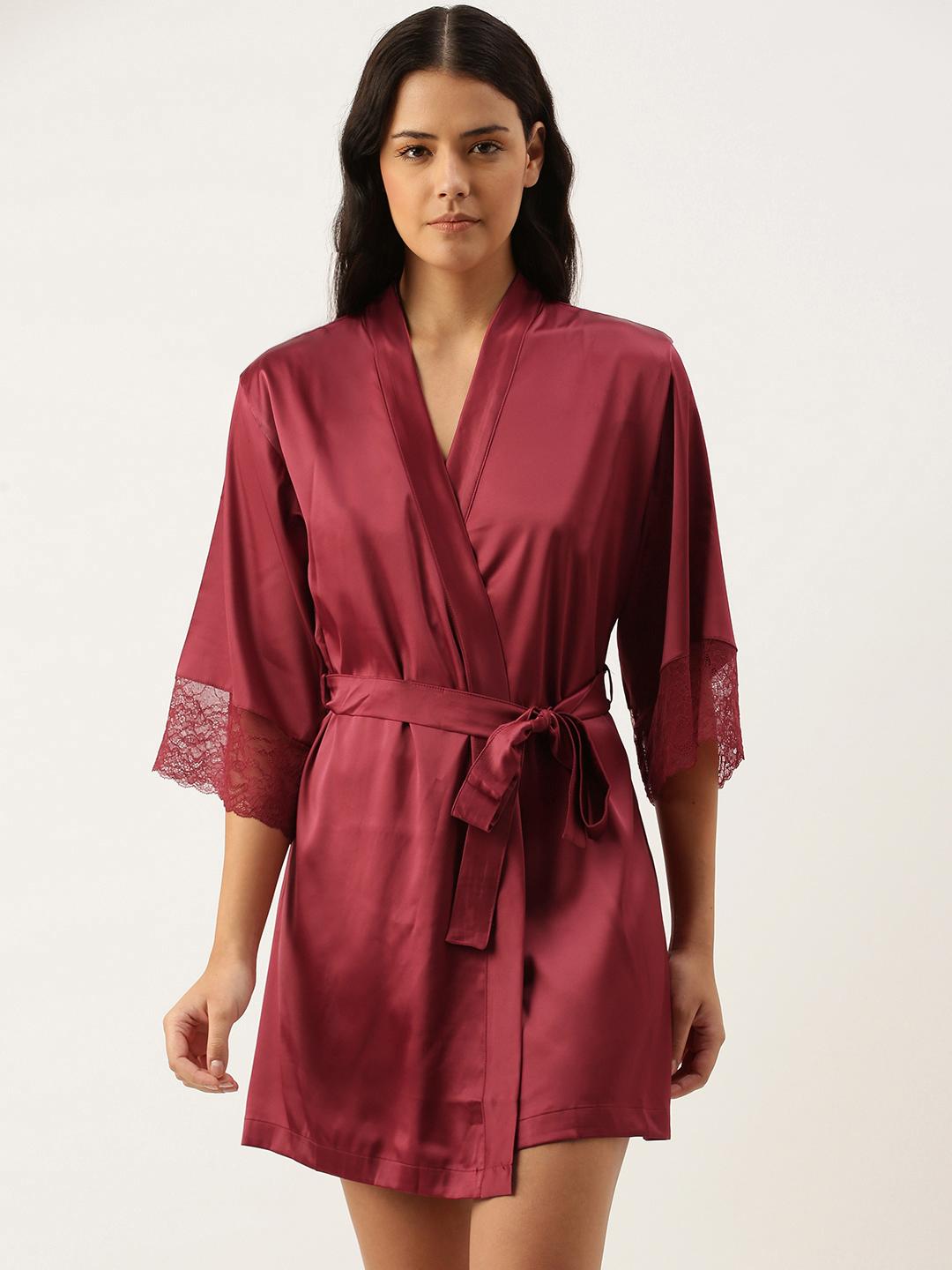Buy Amante Women Maroon Mini Satin Robe - Robe for Women 13958592 | Myntra