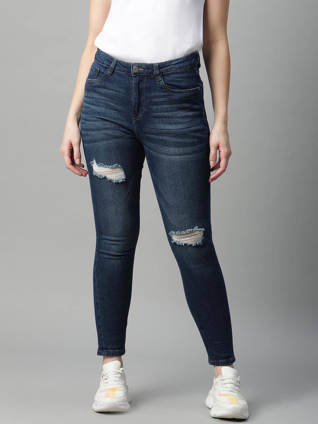 Women's Grey Bootcut Mildly Distressed Light Fade Stretchable Denim Jeans