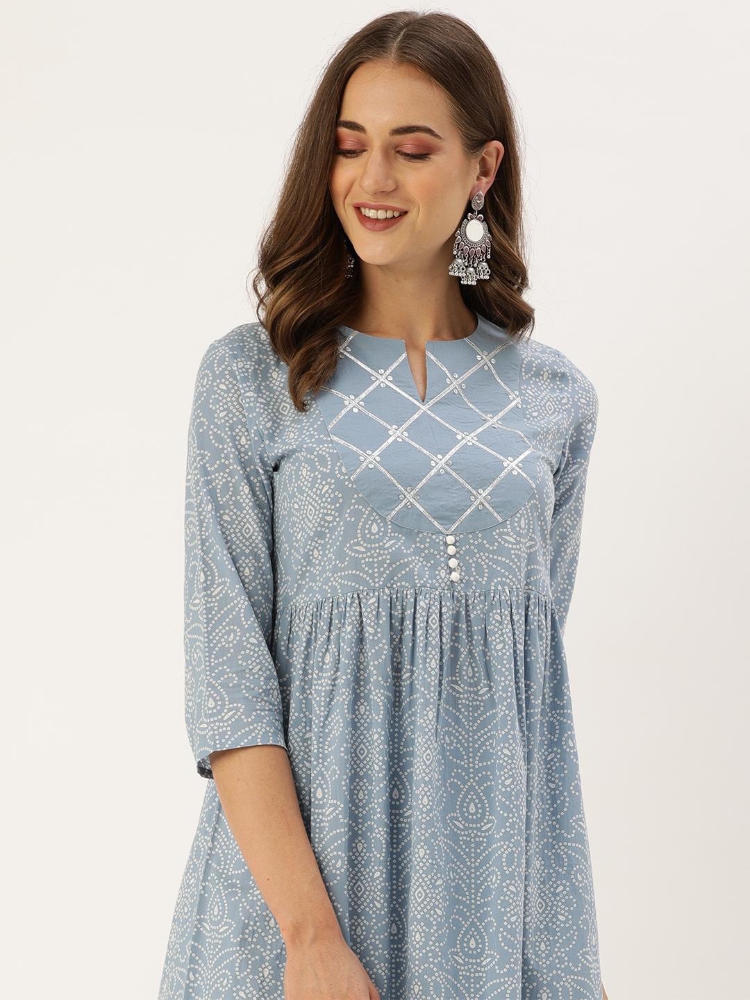 Varanga Abstract Woven Design Flared Kurta with Trousers