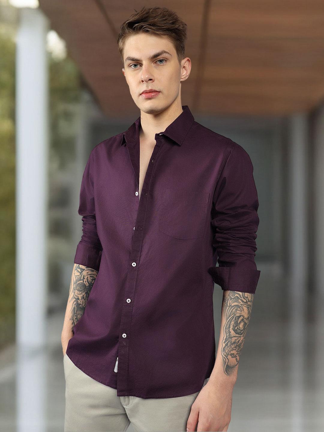 Dennis Lingo Men Purple Slim Fit Casual Shirt