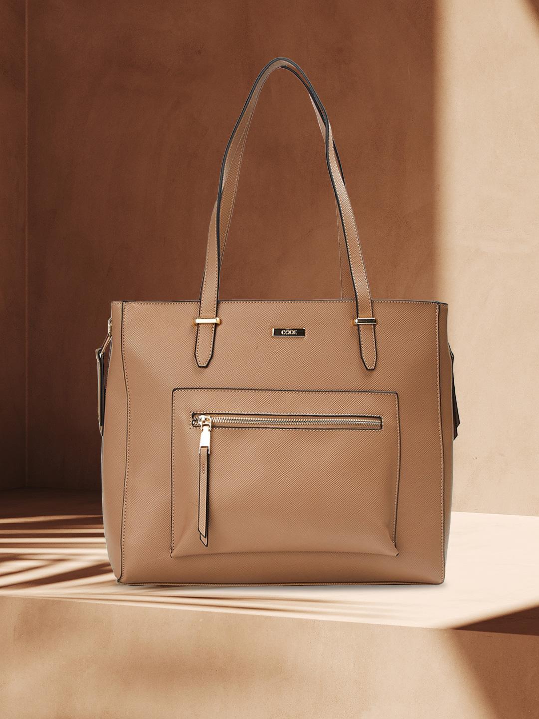 Buy CODE By Lifestyle Khaki Solid Shoulder Bag - Handbags for Women ...