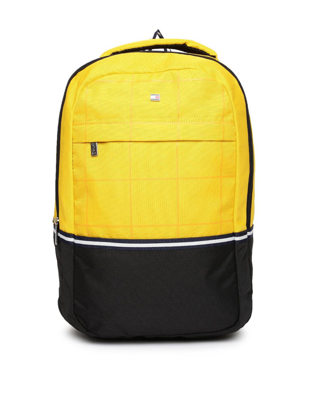 Buy Tommy Hilfiger Unisex Yellow & Black Colourblocked Backpack - - Accessories for Unisex