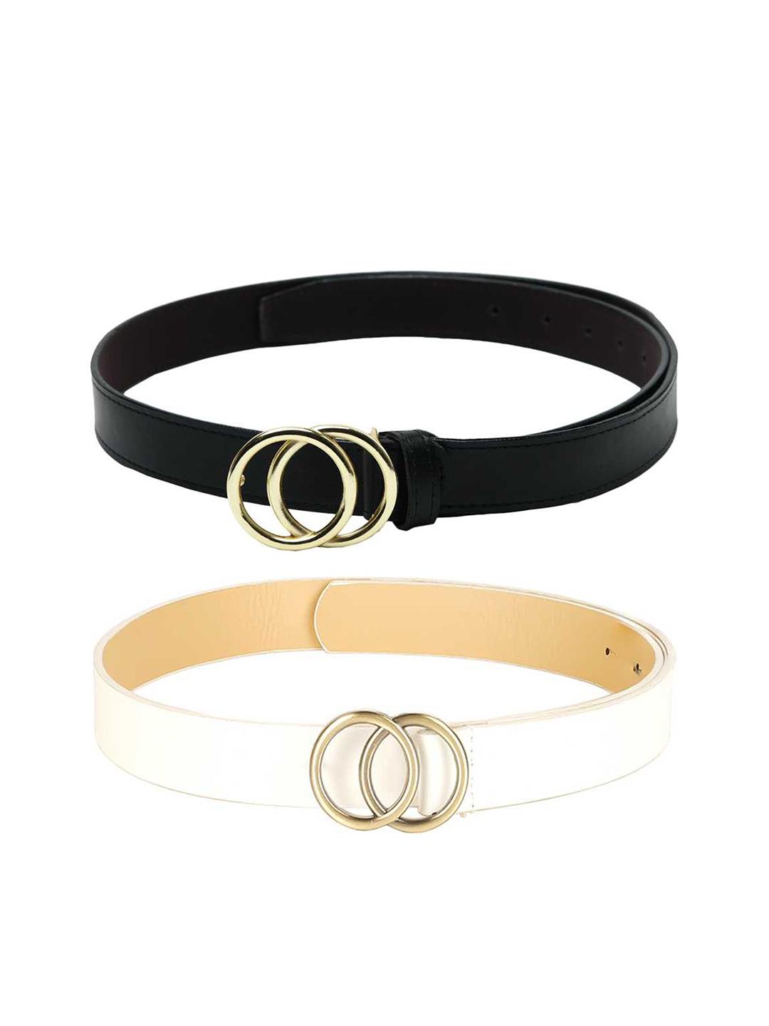Buy Kastner Pack Of 2 Women Black & White Solid Belt - - Accessories for Women