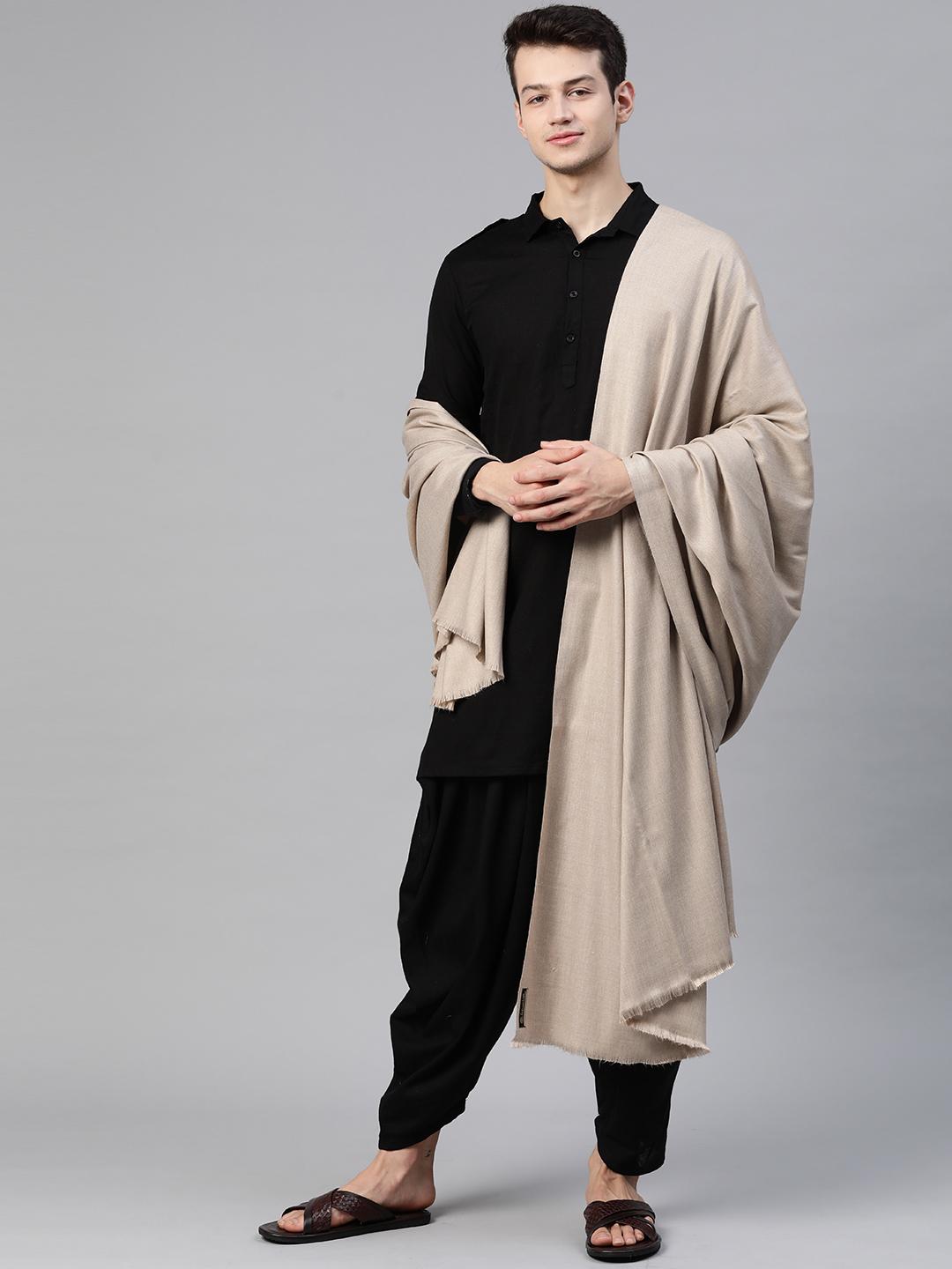Men's Premium 100% Wool Plain Shawl 3 Yards Classic Black Winter Shawl Urban Buy Mall main image 1