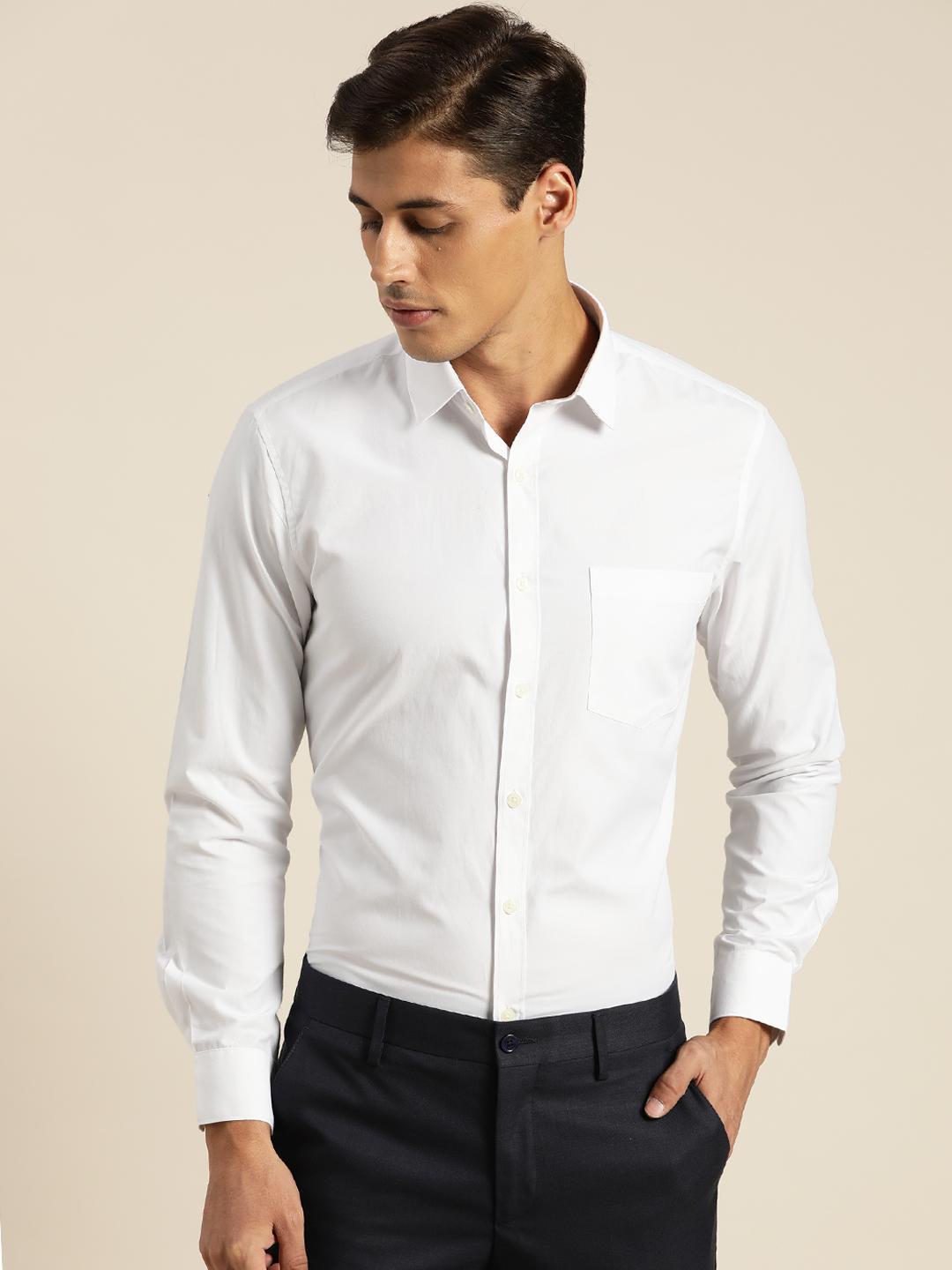 INVICTUS Men White Easy Care Slim Fit Opaque Formal Shirt