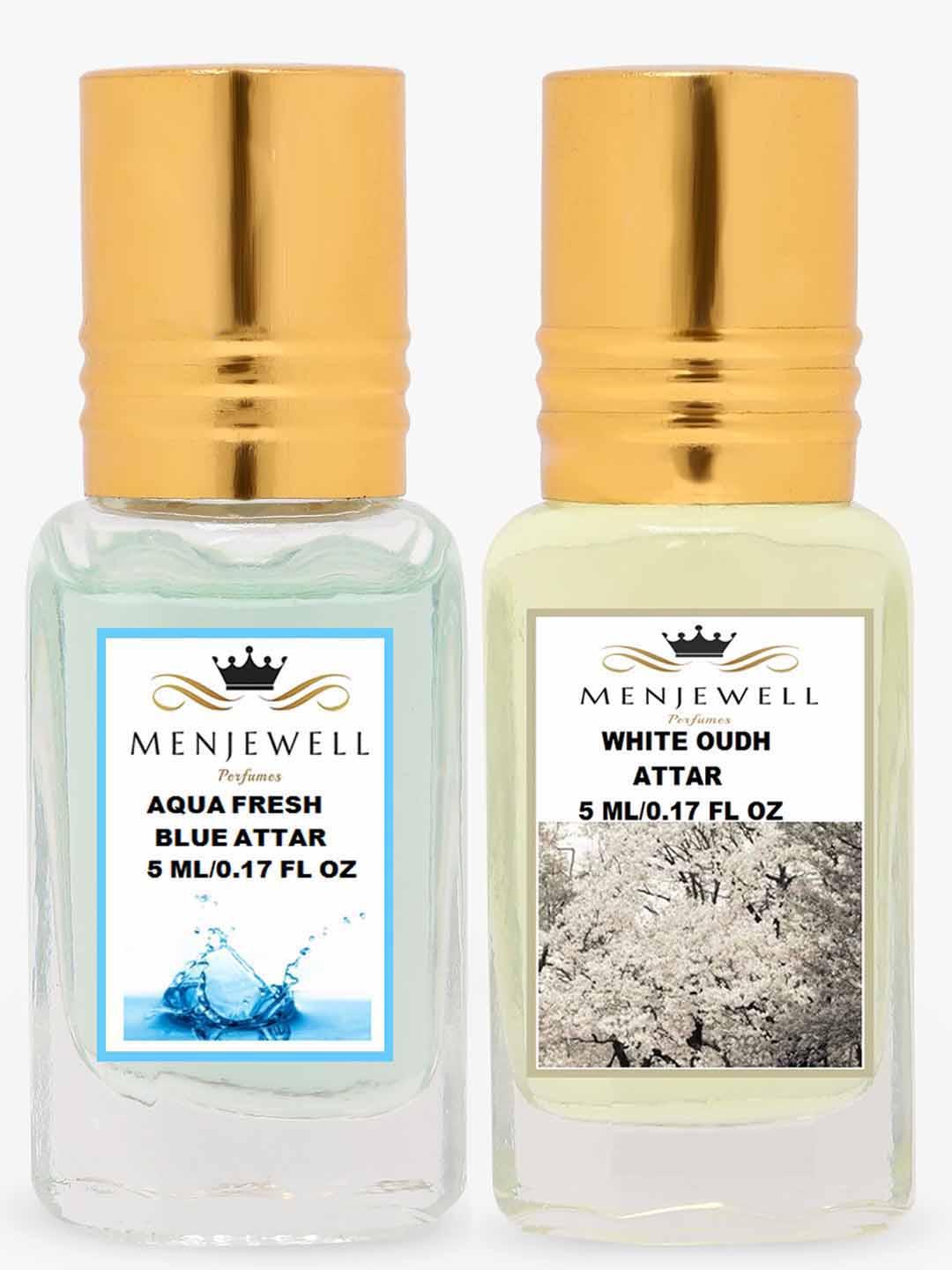 Buy Menjewell Set Of 2 Attar Aqua Fresh & White Oudh Attar 5 Ml Each - - Personal Care for Unisex
