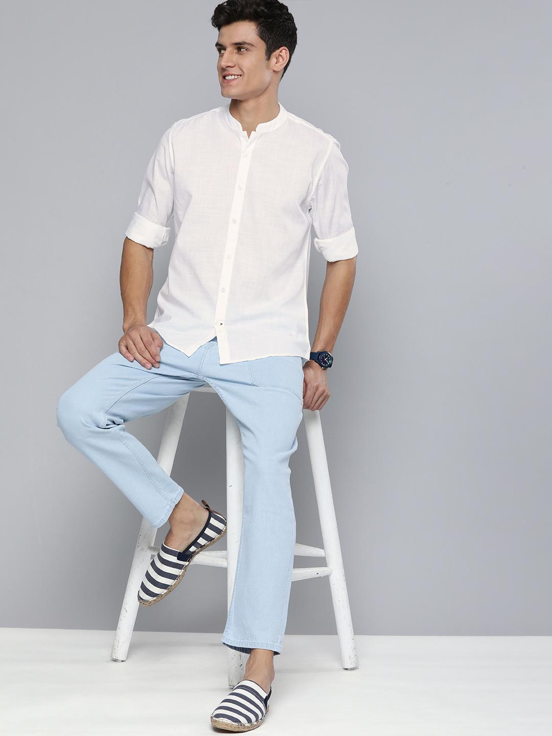 Mast & Harbour Men White Slim Fit Cotton Casual Shirt