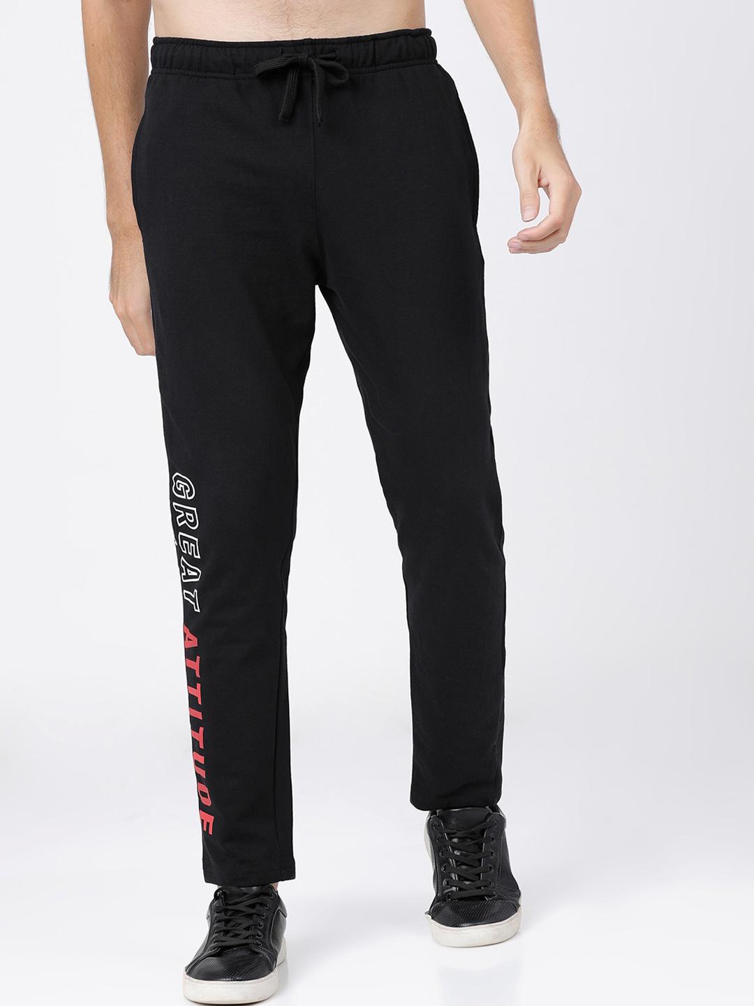 Buy HIGHLANDER Men Black Typography Printed Slim Fit Track Pants ...
