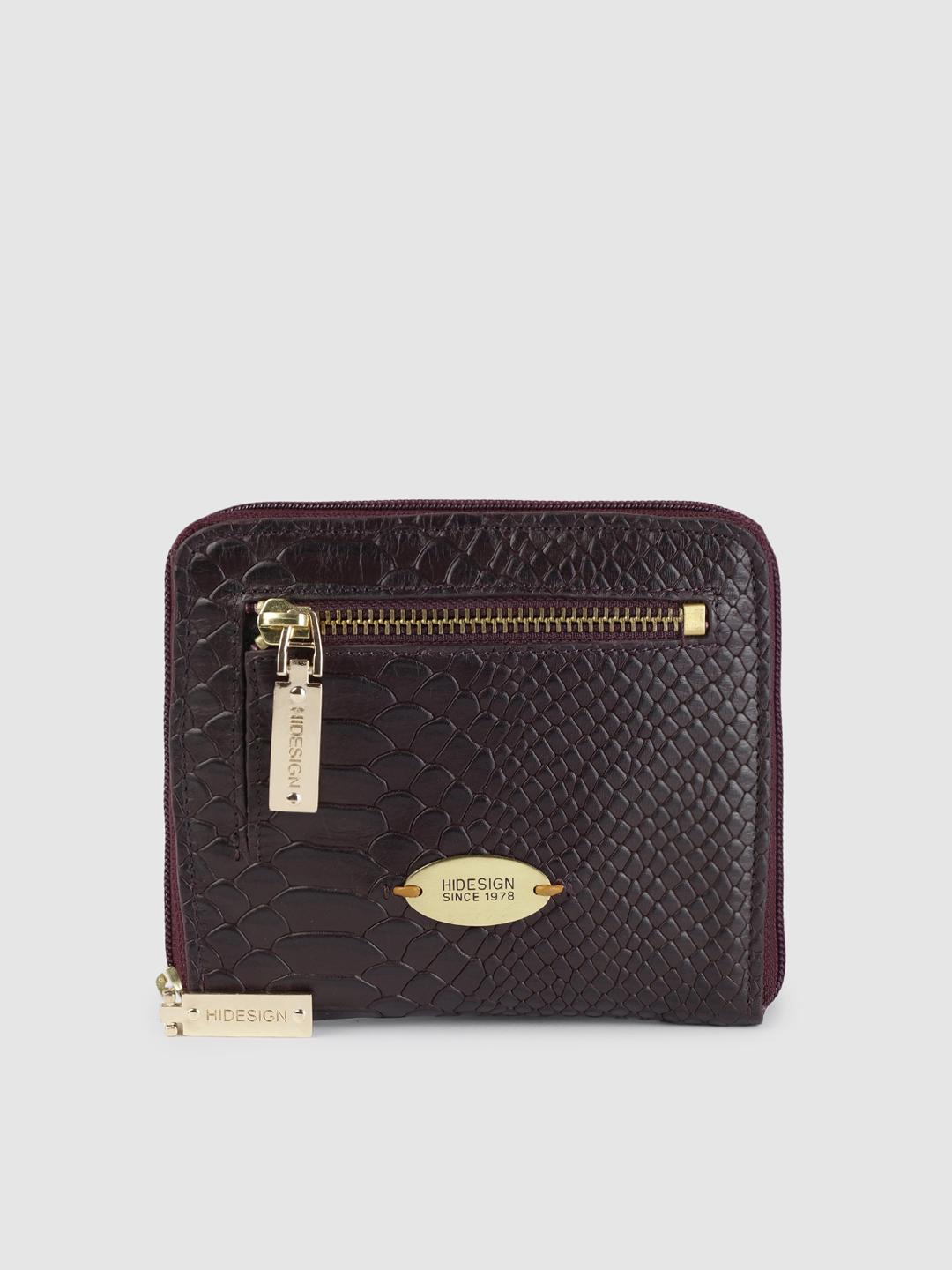 Buy Hidesign Women Burgundy Snakeskin Textured Leather Zip Around Wallet -  - Accessories for Women
