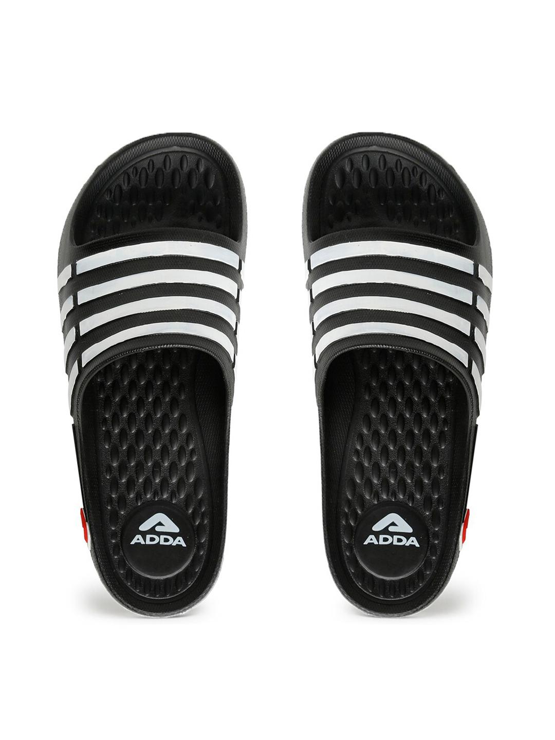 Buy Adda Men Black Striped Sliders - Flip Flops for Men 15144792 | Myntra