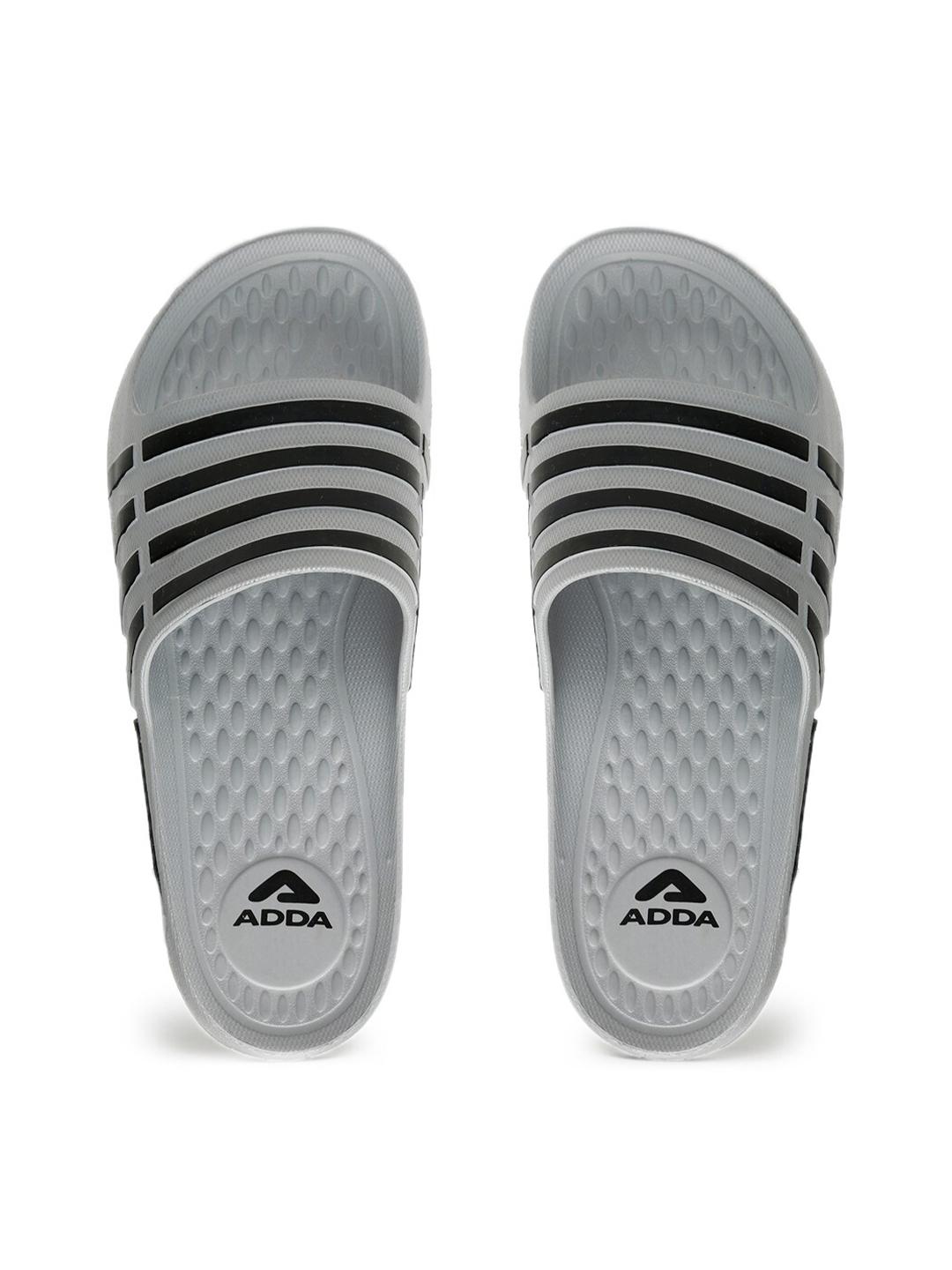 Buy Adda Men Grey Striped Sliders - Flip Flops for Men 15144804 | Myntra
