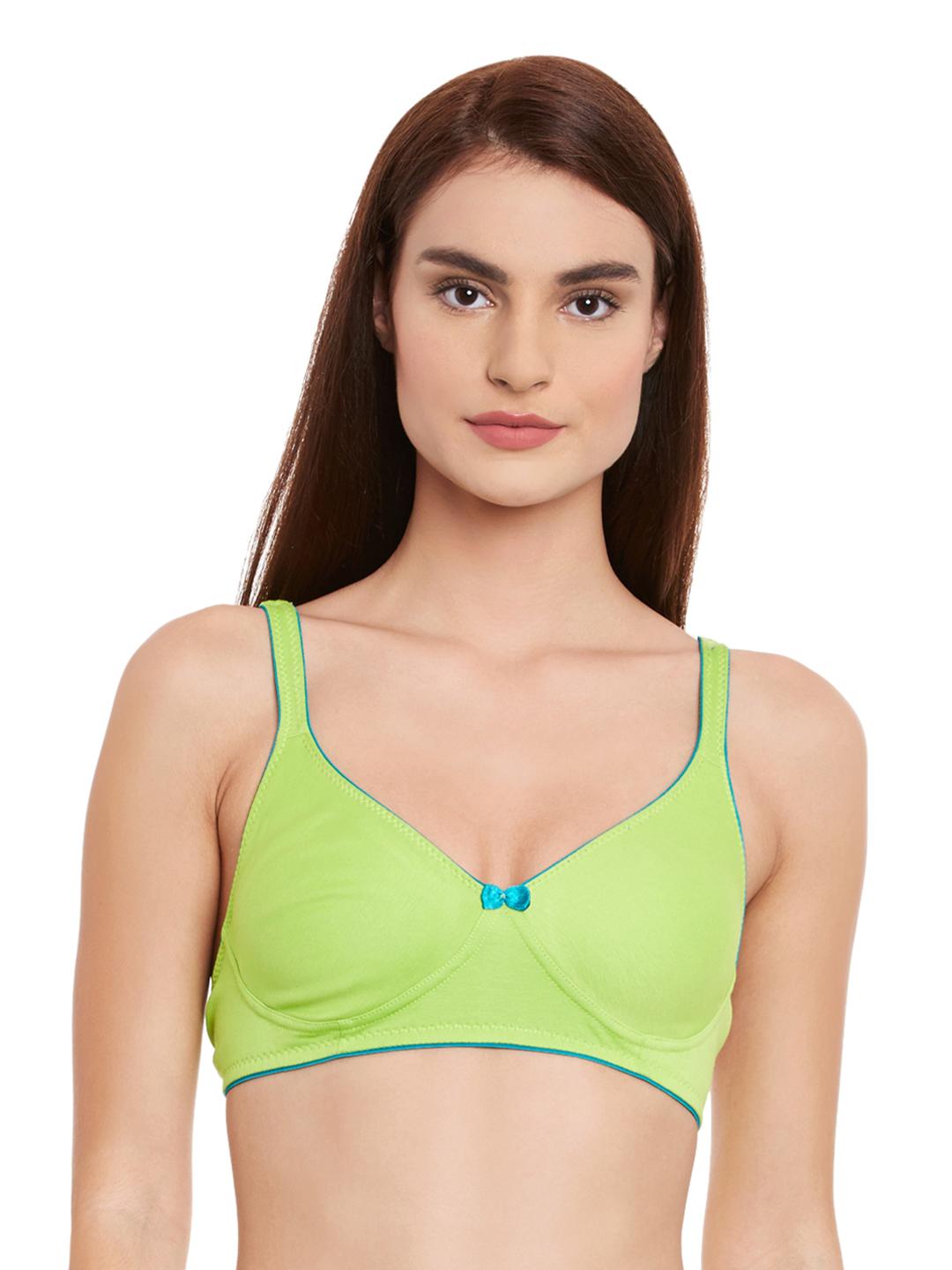 Buy Clovia Cotton Non Padded Wirefree Bra With Demi Cups   Green -  - Apparel for Women