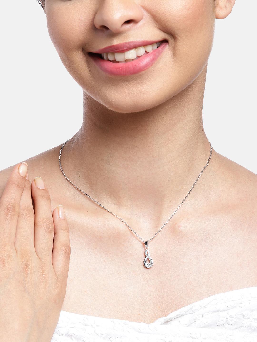 Buy Carlton London Silver Toned Brass Rhodium Plated Handcrafted Necklace - - Accessories for Women
