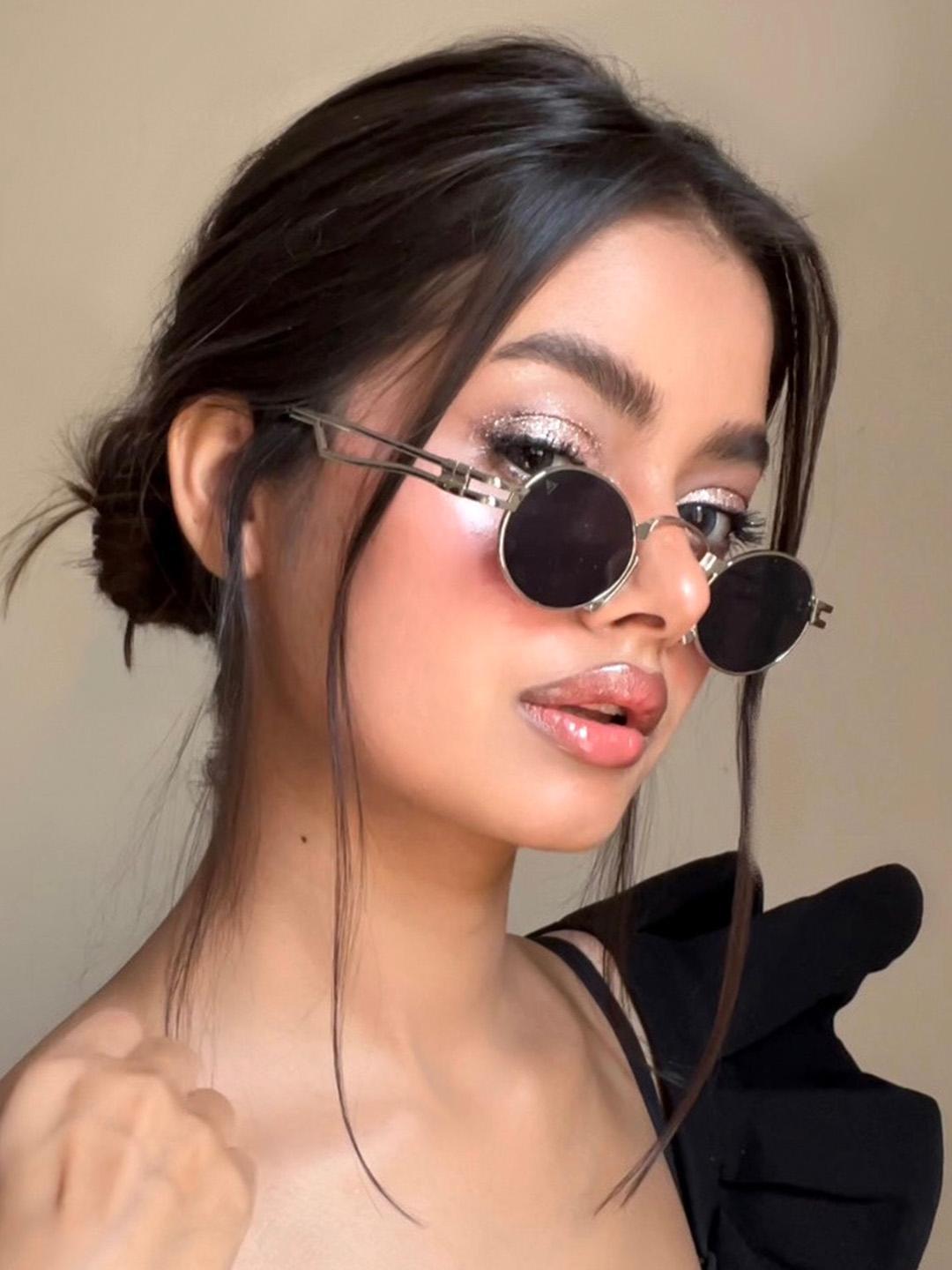 Buy Voyage Unisex Black Lens & Silver Toned Oval Sunglasses With UV Protected Lens -  - Accessories for Unisex
