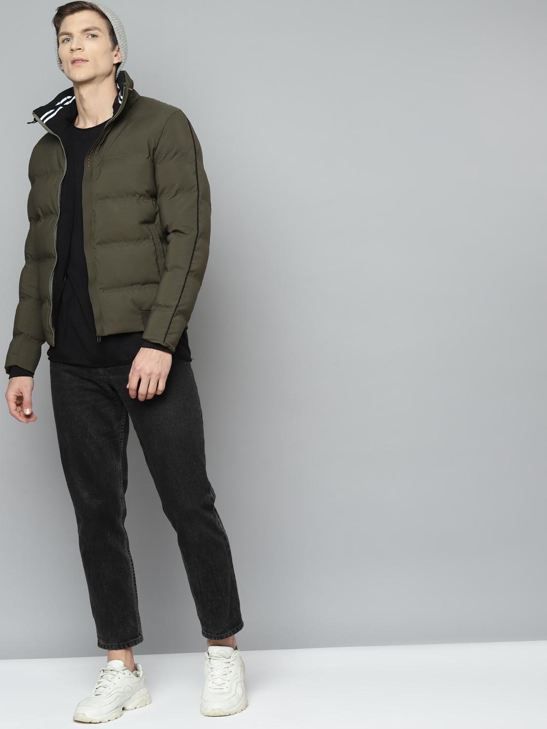 Buy Fort Collins Men Olive Green Solid Bomber Jacket - Jackets for Men ...