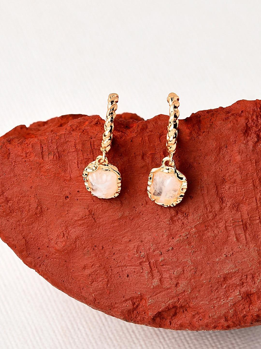 Buy Accessorize London Pink & Gold Toned Circular Drop Earrings - - Accessories for Women