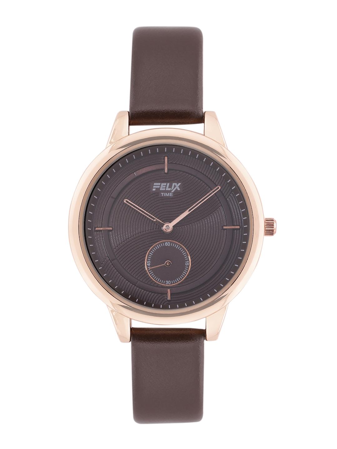 Buy FELIX Women Brown Textured Leather Analogue Watch F90160LCO ...