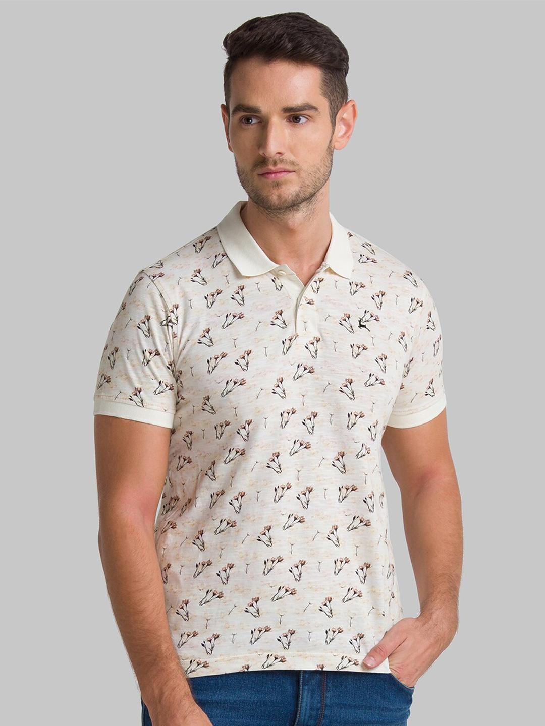 Buy Parx Men White Printed Polo Collar Cotton T Shirt - Tshirts for Men ...