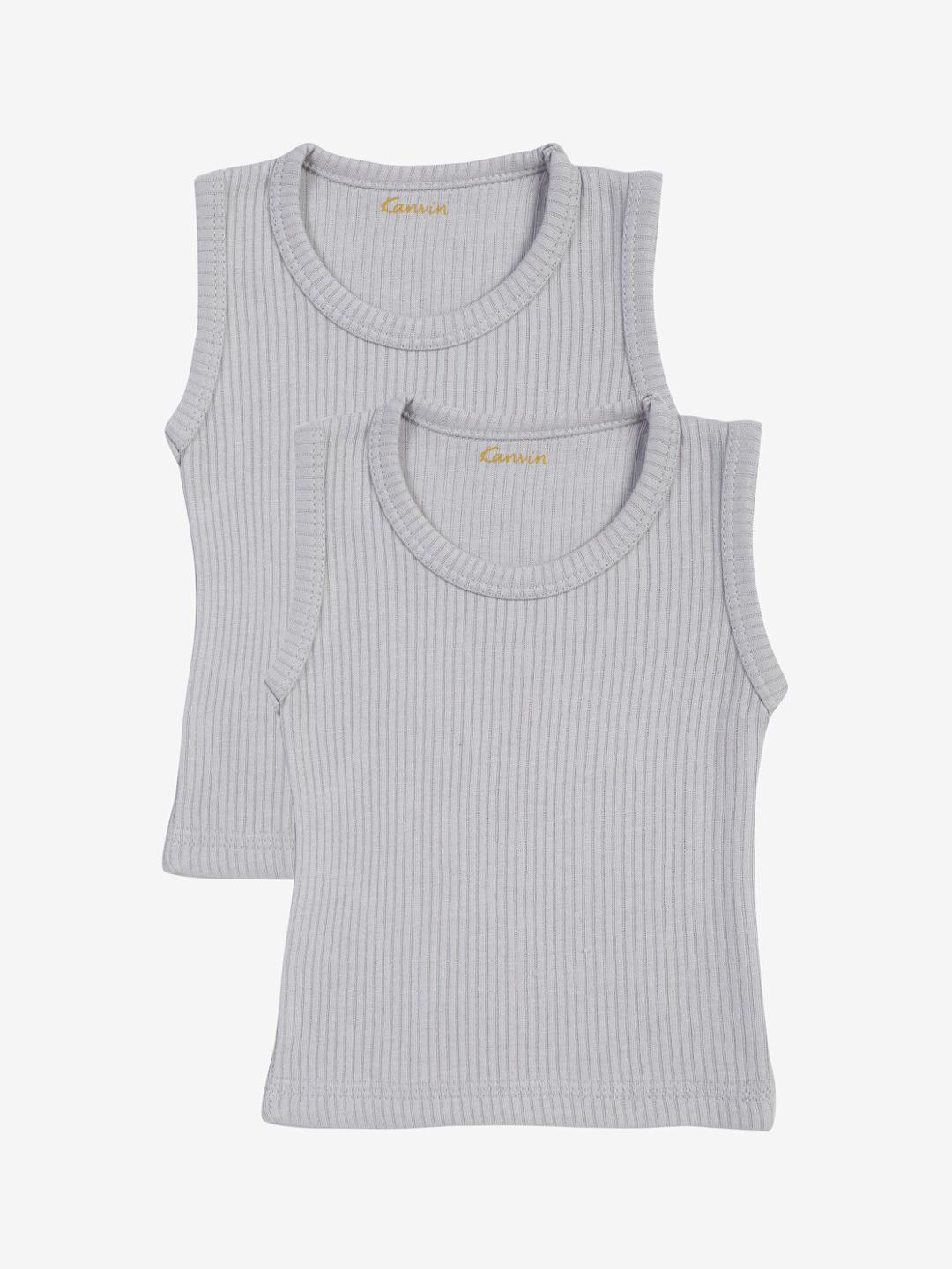 Buy Kanvin Boys Pack Of 2 Grey Ribbed Thermal Vests - - Apparel for Boys