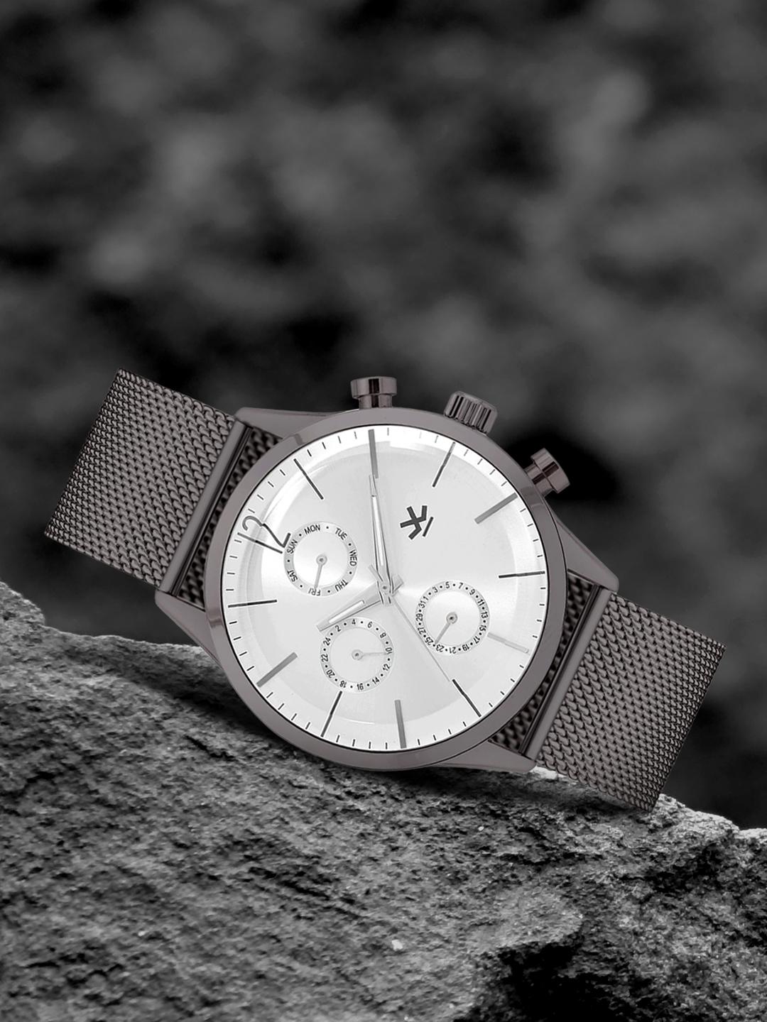 Buy WROGN Men Grey Dial & Gunmetal Toned Bracelet Style Strap Analogue Watch MFB PN W4135G - - Accessories for Men