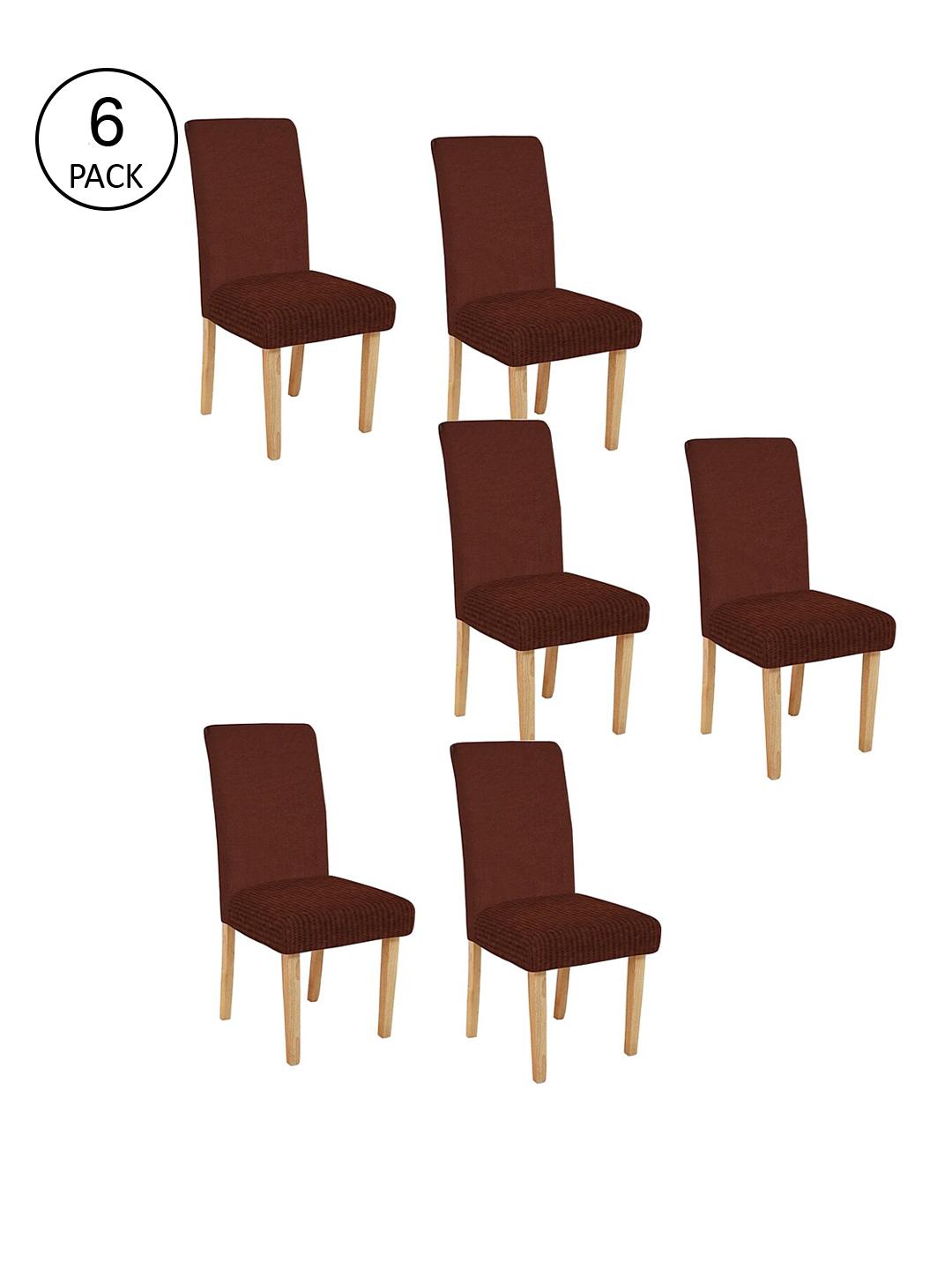 Buy Cortina Set Of 6 Brown Solid Chair Covers - - Home for Unisex
