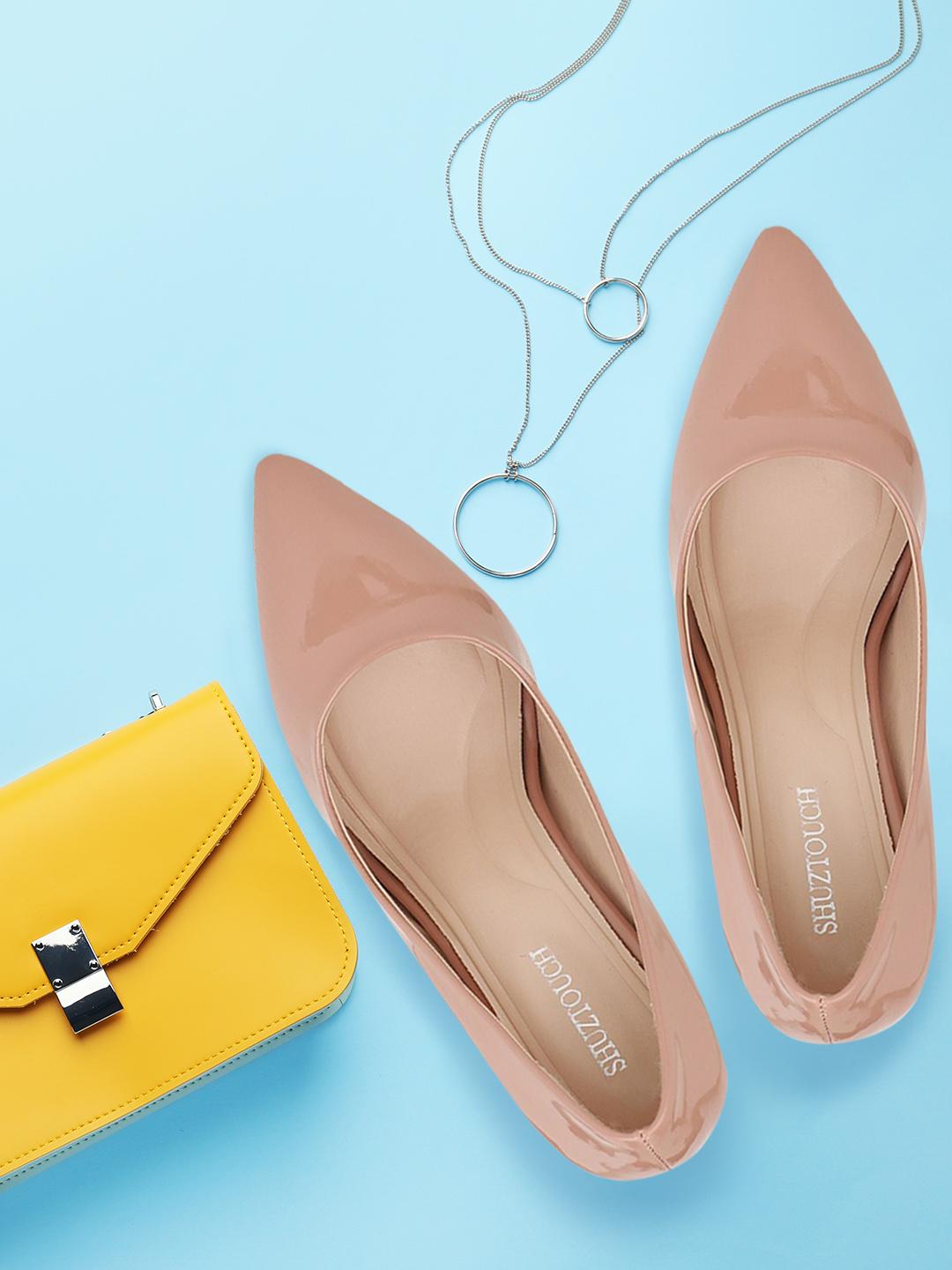 Buy SHUZ TOUCH Nude Coloured Slim Pumps - Heels for Women 15912684 | Myntra