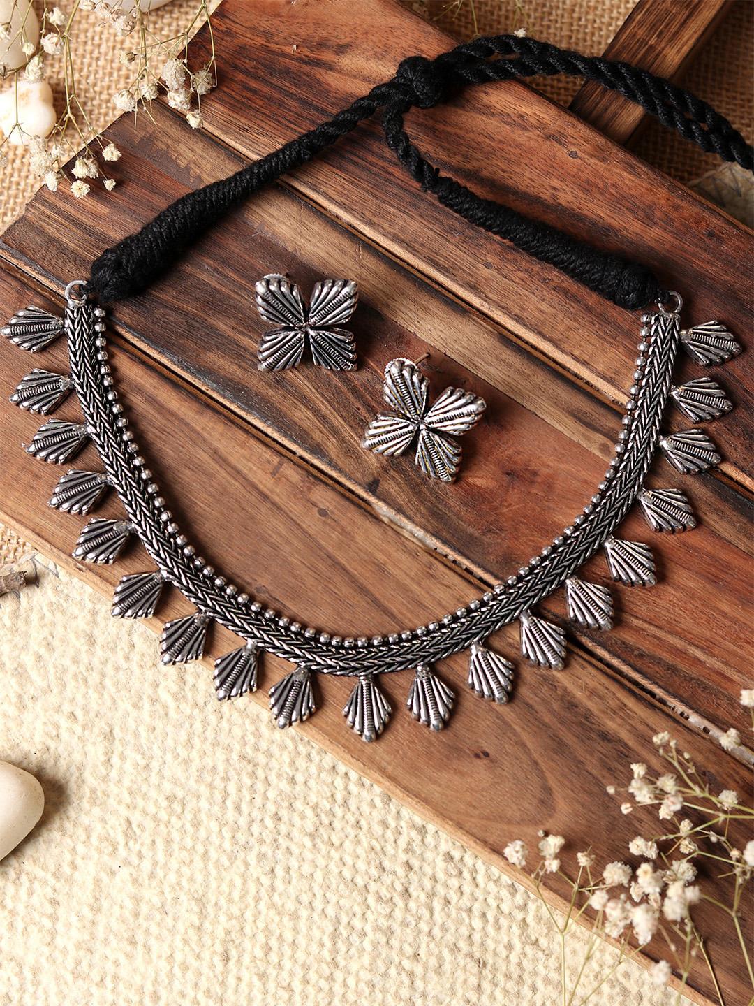 Buy TEEJH Oxidized Silver Plated Aaloka Choker Jewellery Set - - Accessories for Women