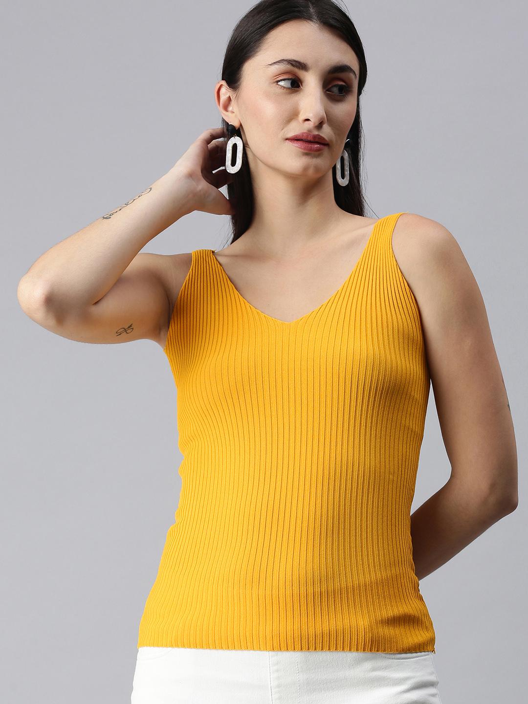 Buy XO LOVE Mustard Yellow Ribbed Tank Top - Tops for Women 15965854 ...