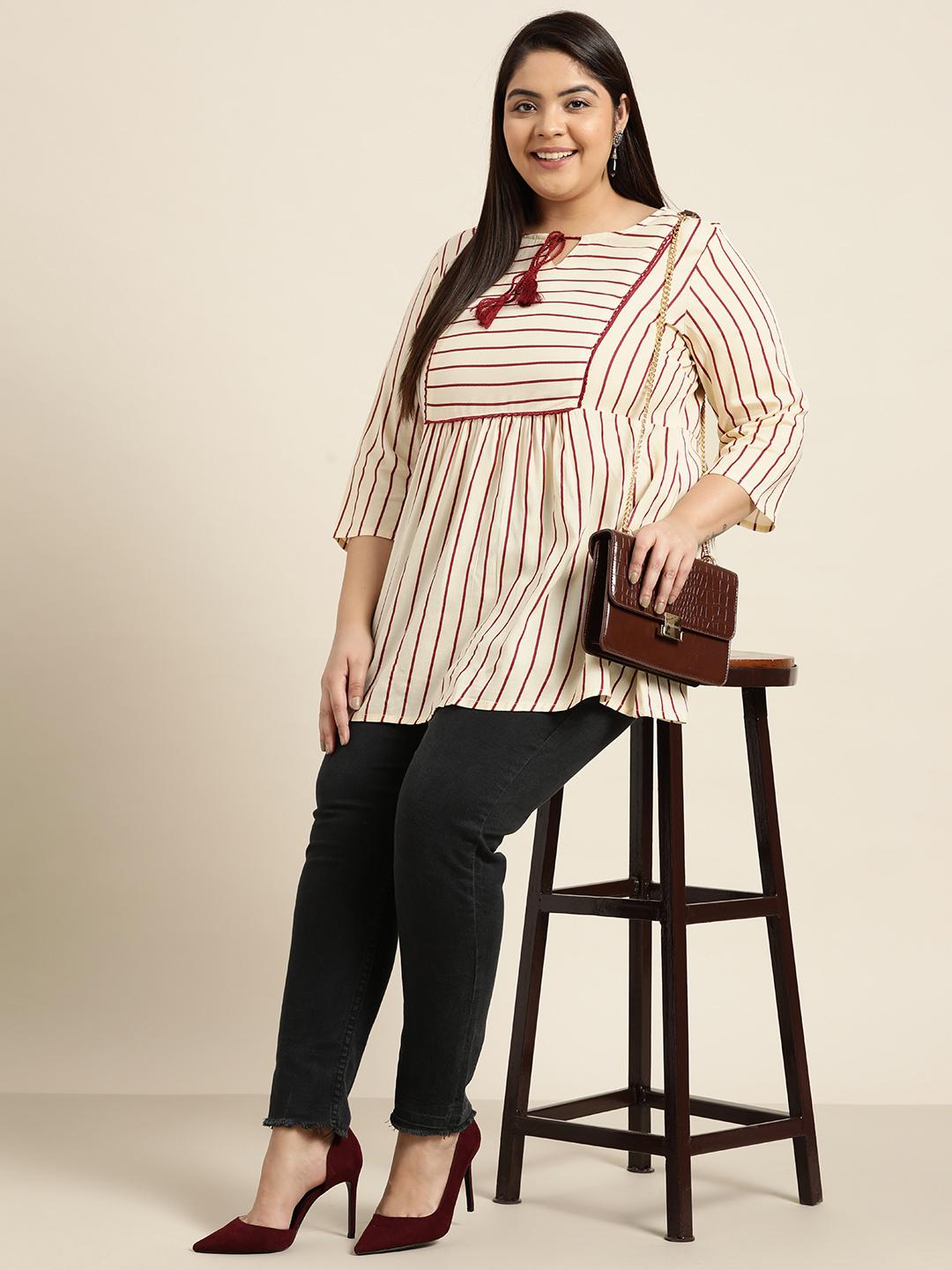PLUS SIZE Maroon Kurti with dori main image 0